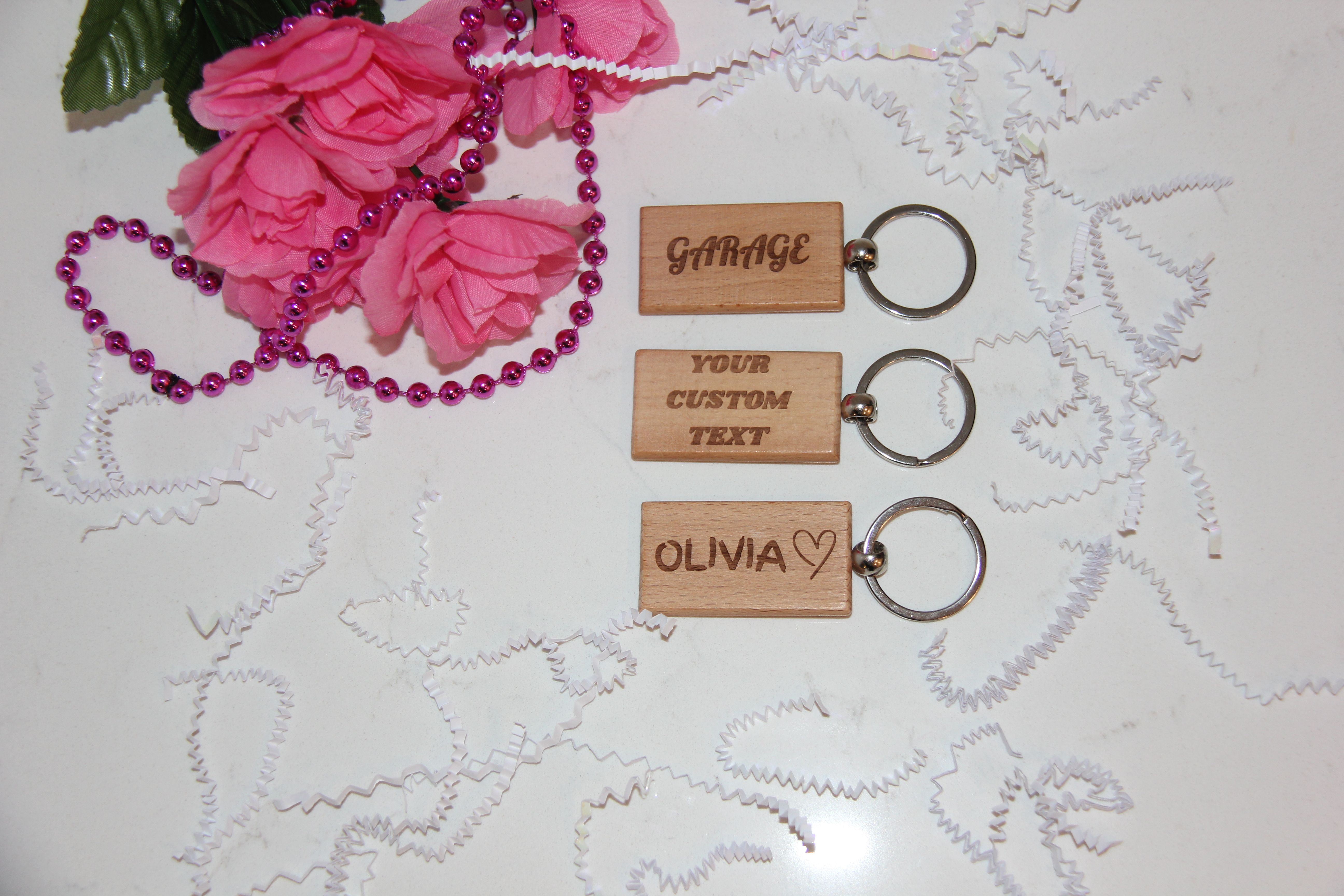 Personalized Wooden Keychain Custom Engraved Name Tag