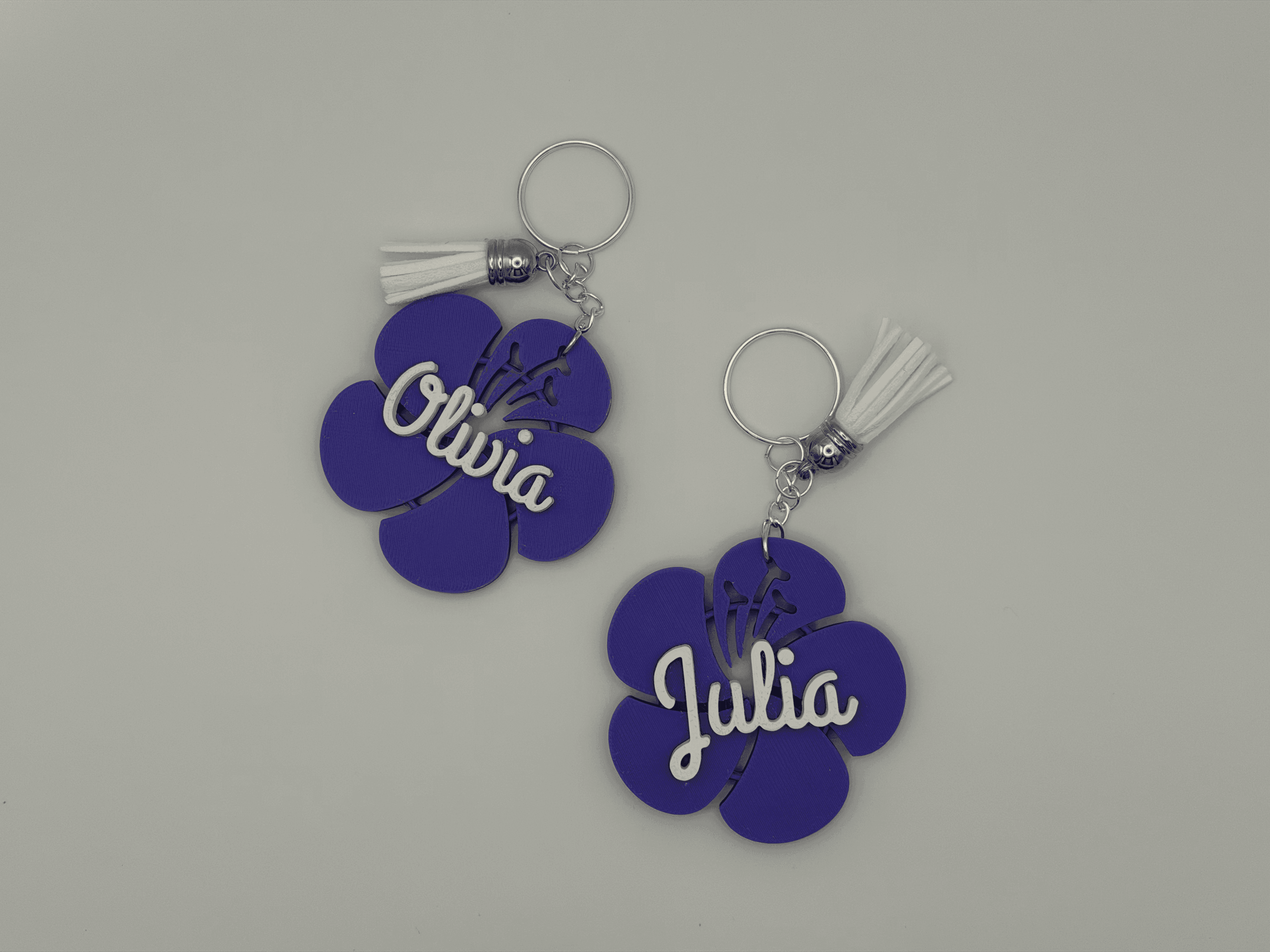 Personalized Hibiscus Keychain 3D Printed Floral
