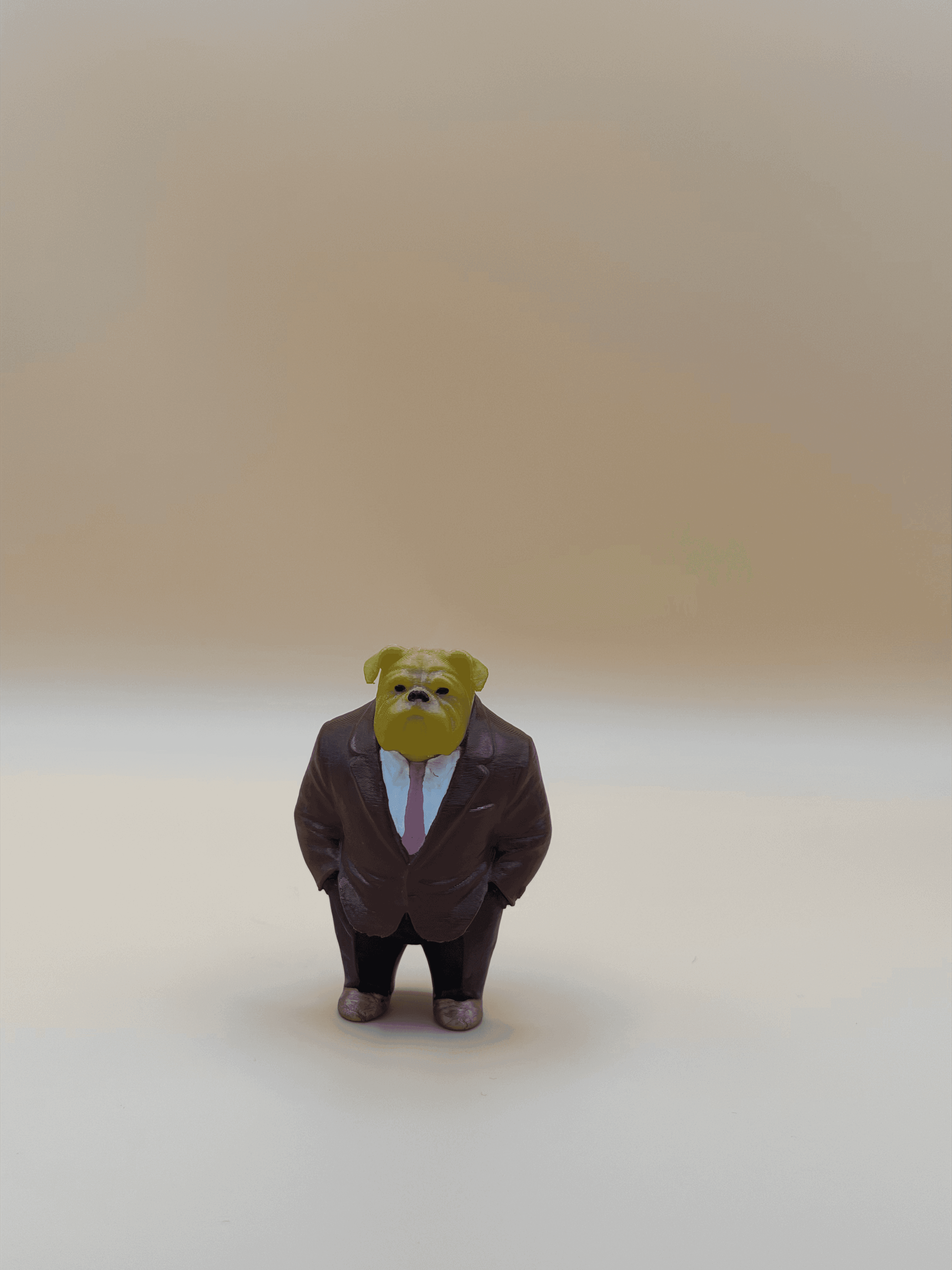 Bulldog Business Suit Figure 3D Printed Desk Collectible