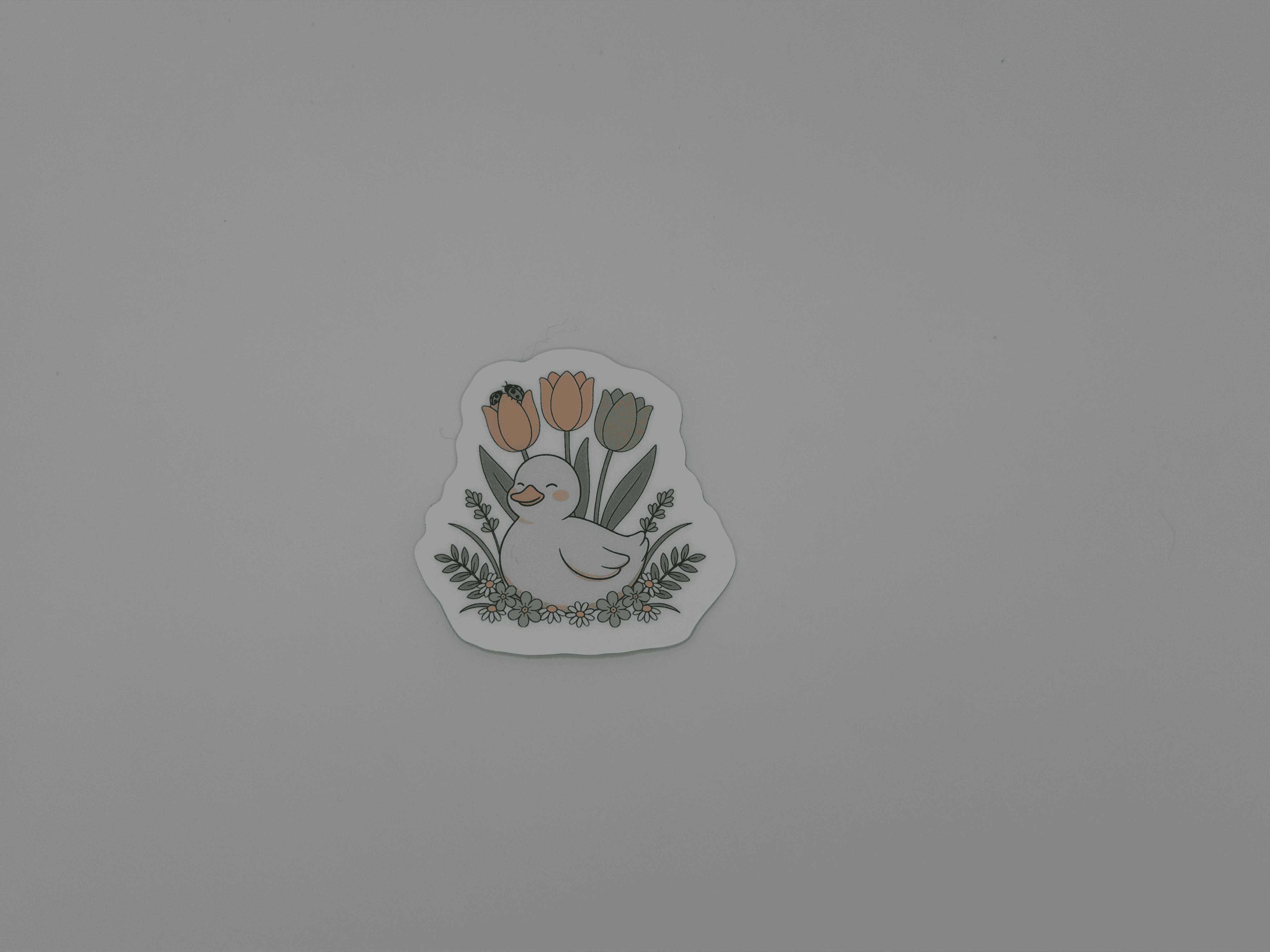 Cute Duckling Floral Sticker | Kawaii Cottagecore Duck Die Cut Sticker