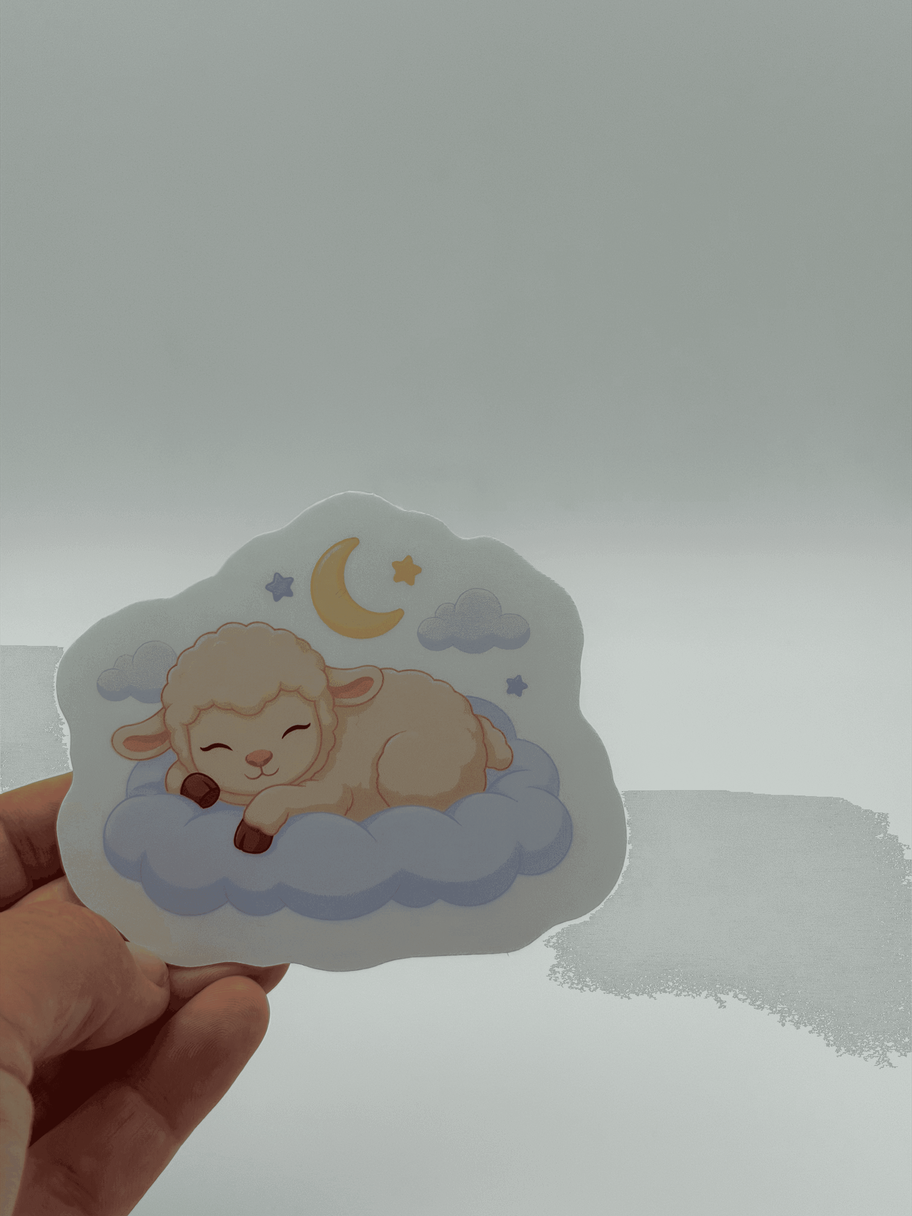 Pastel Kawaii Sleeping Lamb Cloud Sticker - Cute Moon Die Cut Decal
