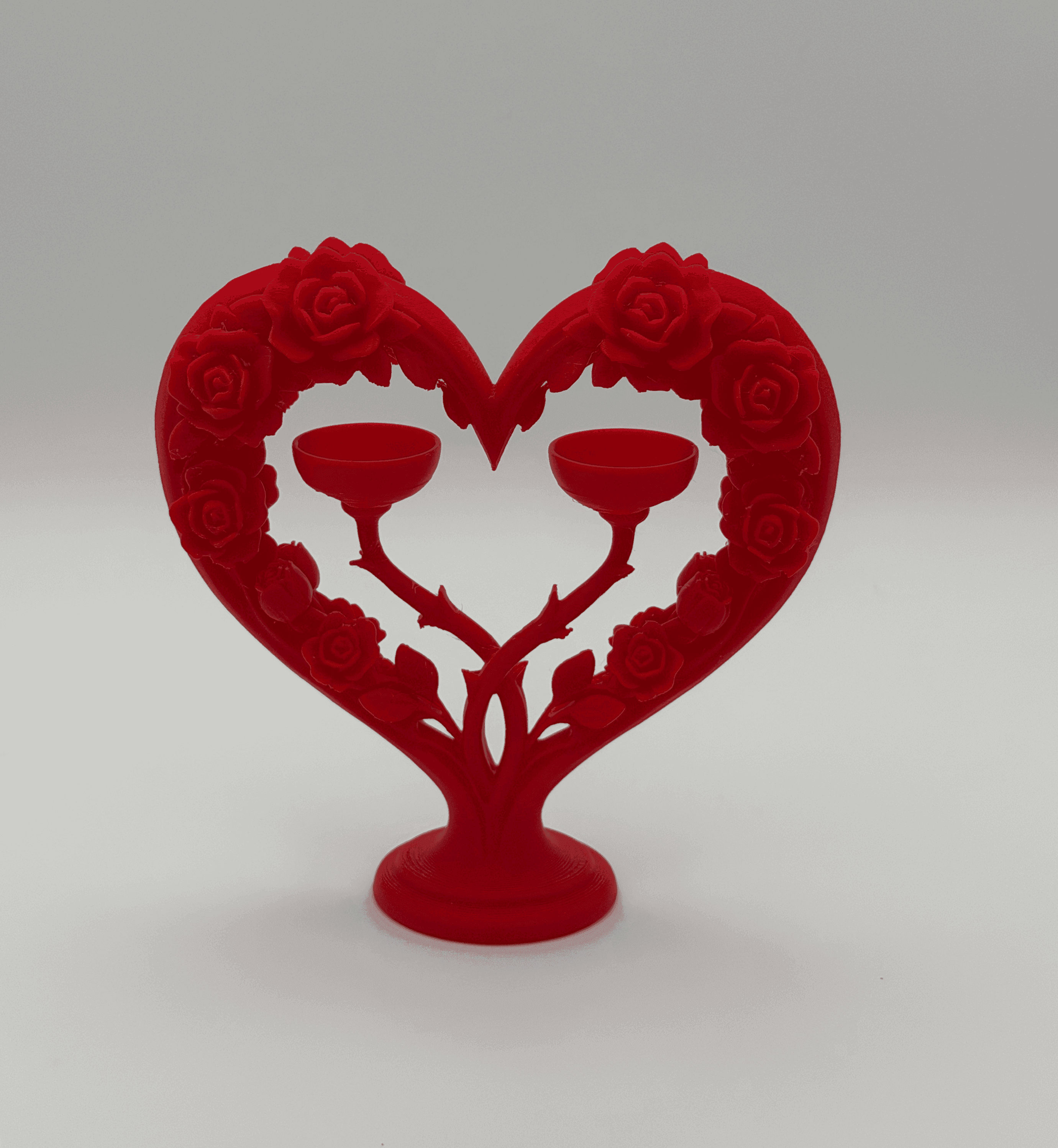 Heart Rose Ring Holder Stand for 2 Rings