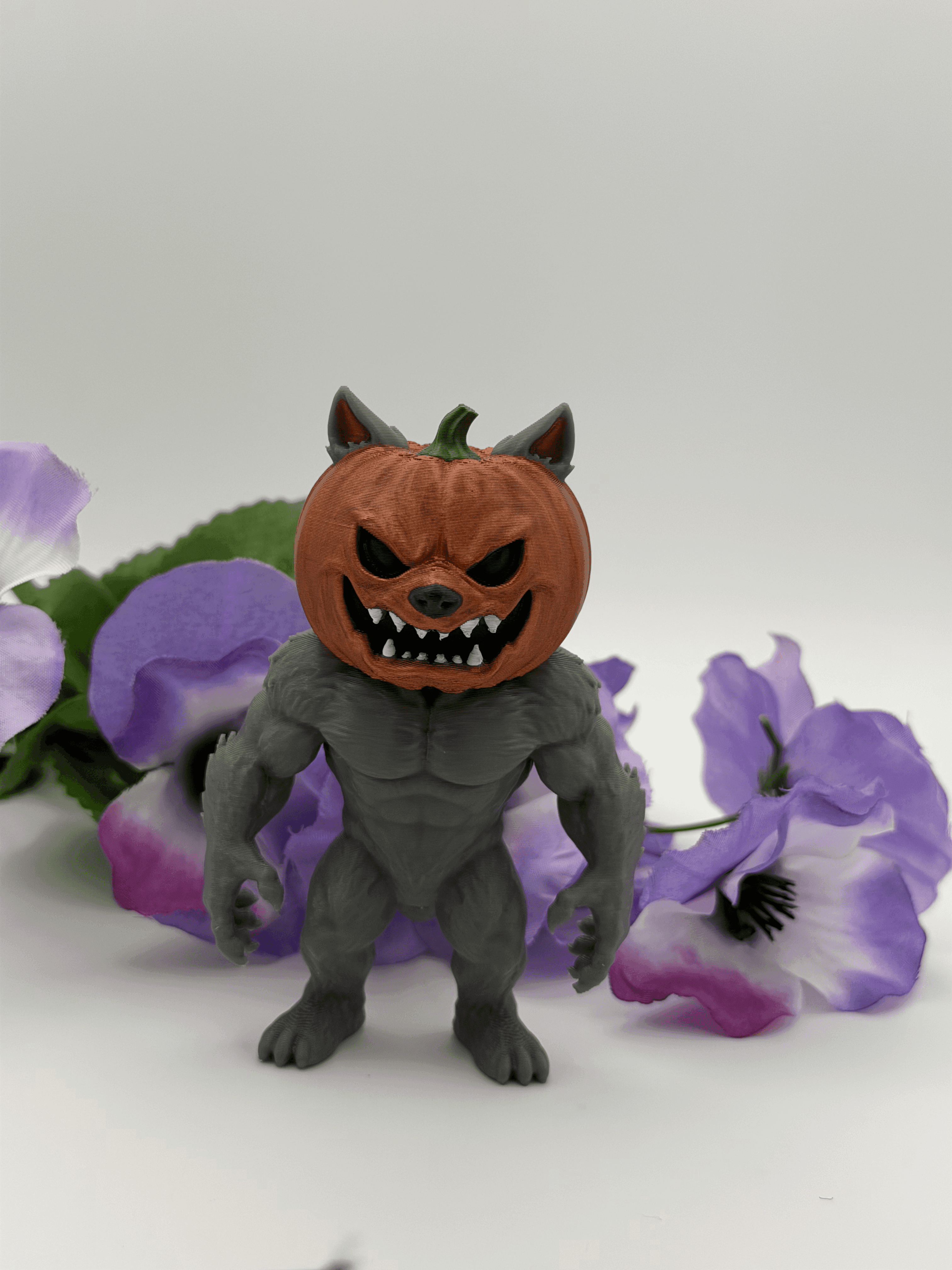Witchy Halloween Decor Pumpkin Werewolf Figurine
