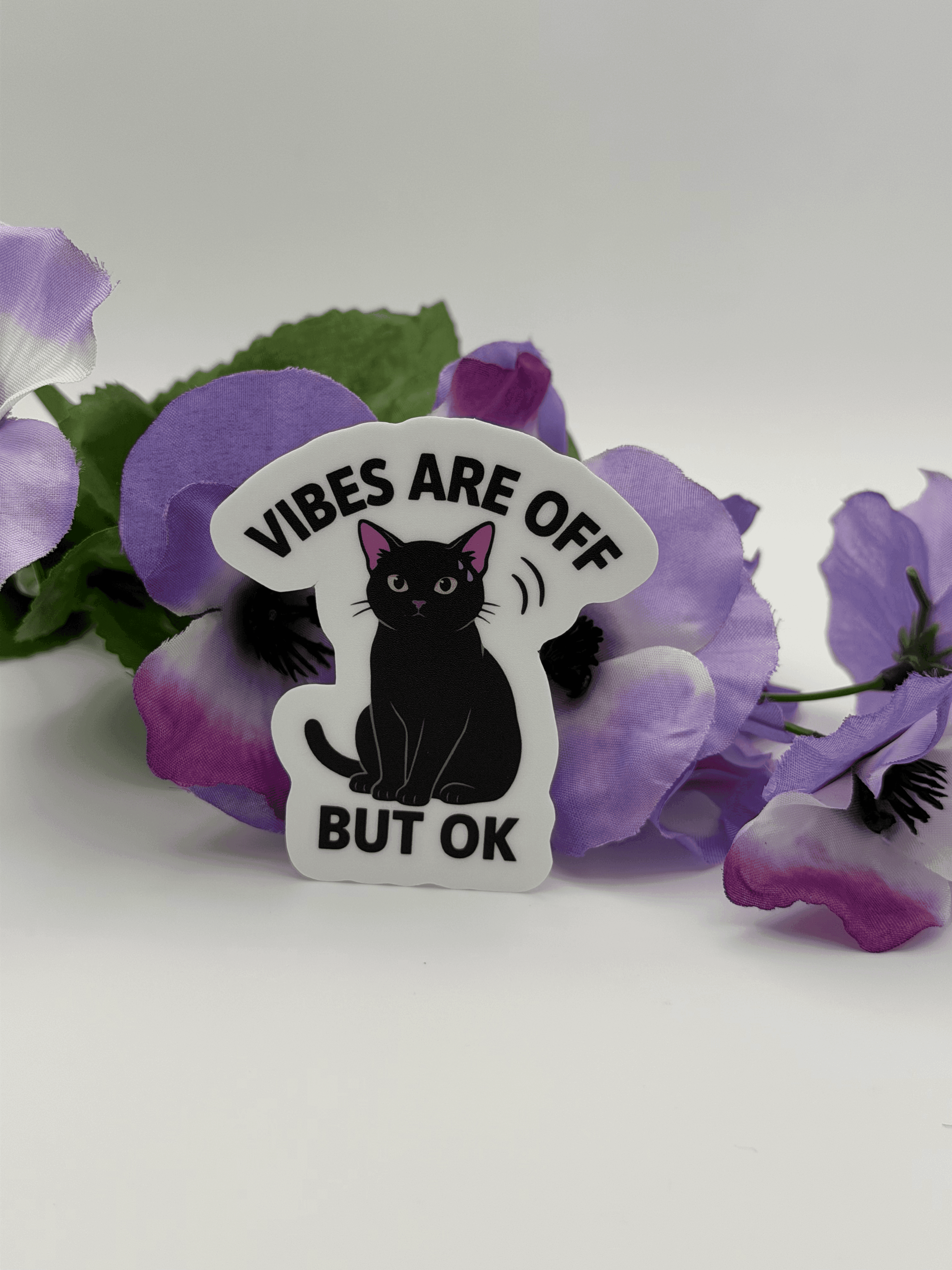 Black Cat Vibes Are Off Vinyl Sticker - Sarcastic Funny Cat