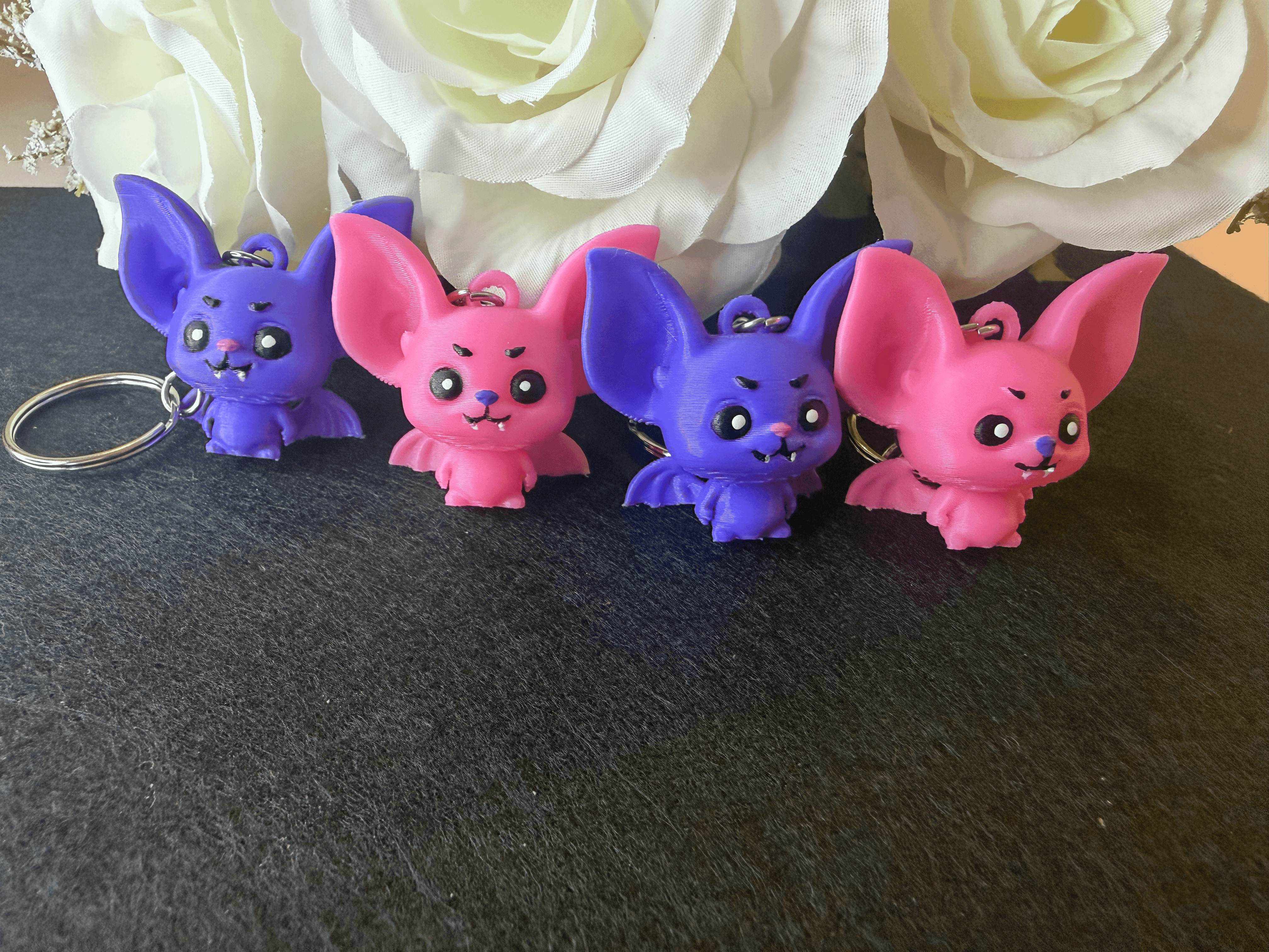 Cute Bat Character Keychain – 3D Printed PLA Charm