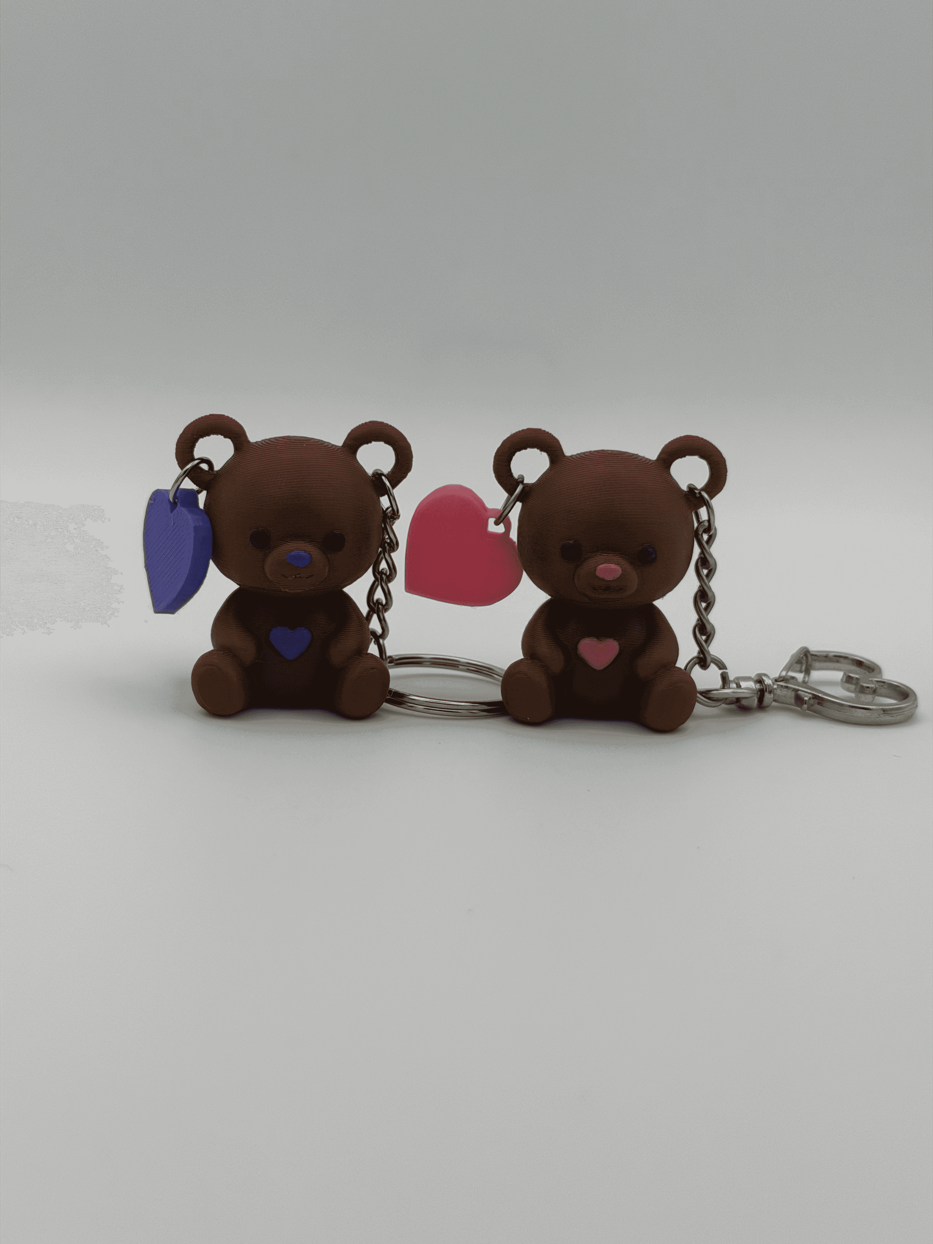 Cute Teddy Bear Heart Keychain, 3D Printed Bear Charm