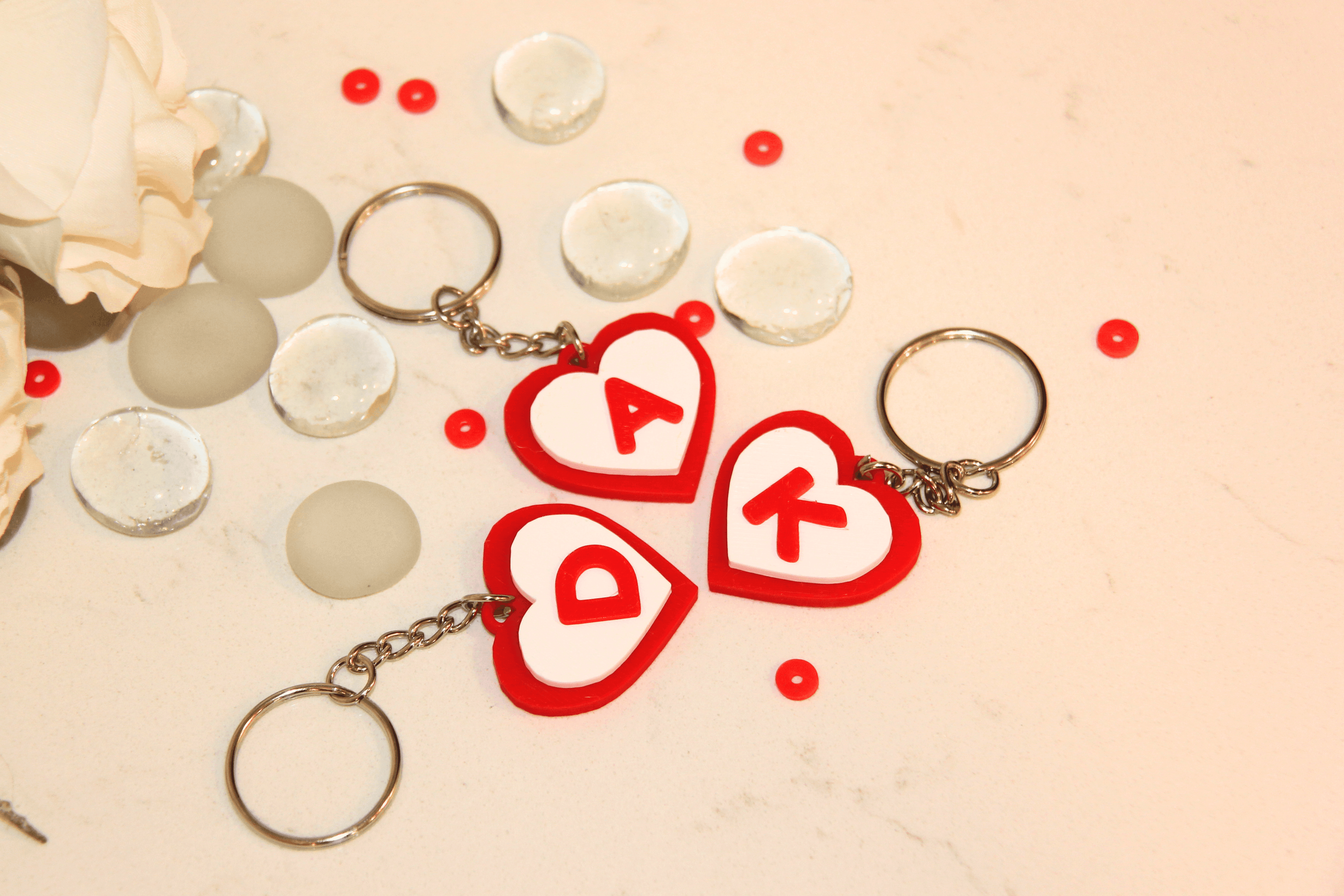 Personalized 3D Printed Heart Keychain with Initial