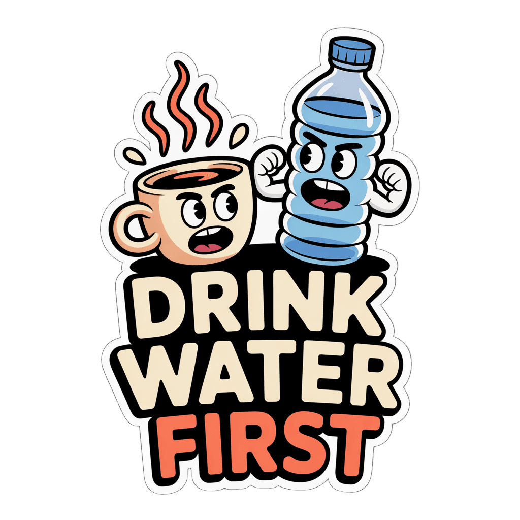 Funny "Drink Water First" Coffee Vinyl Sticker