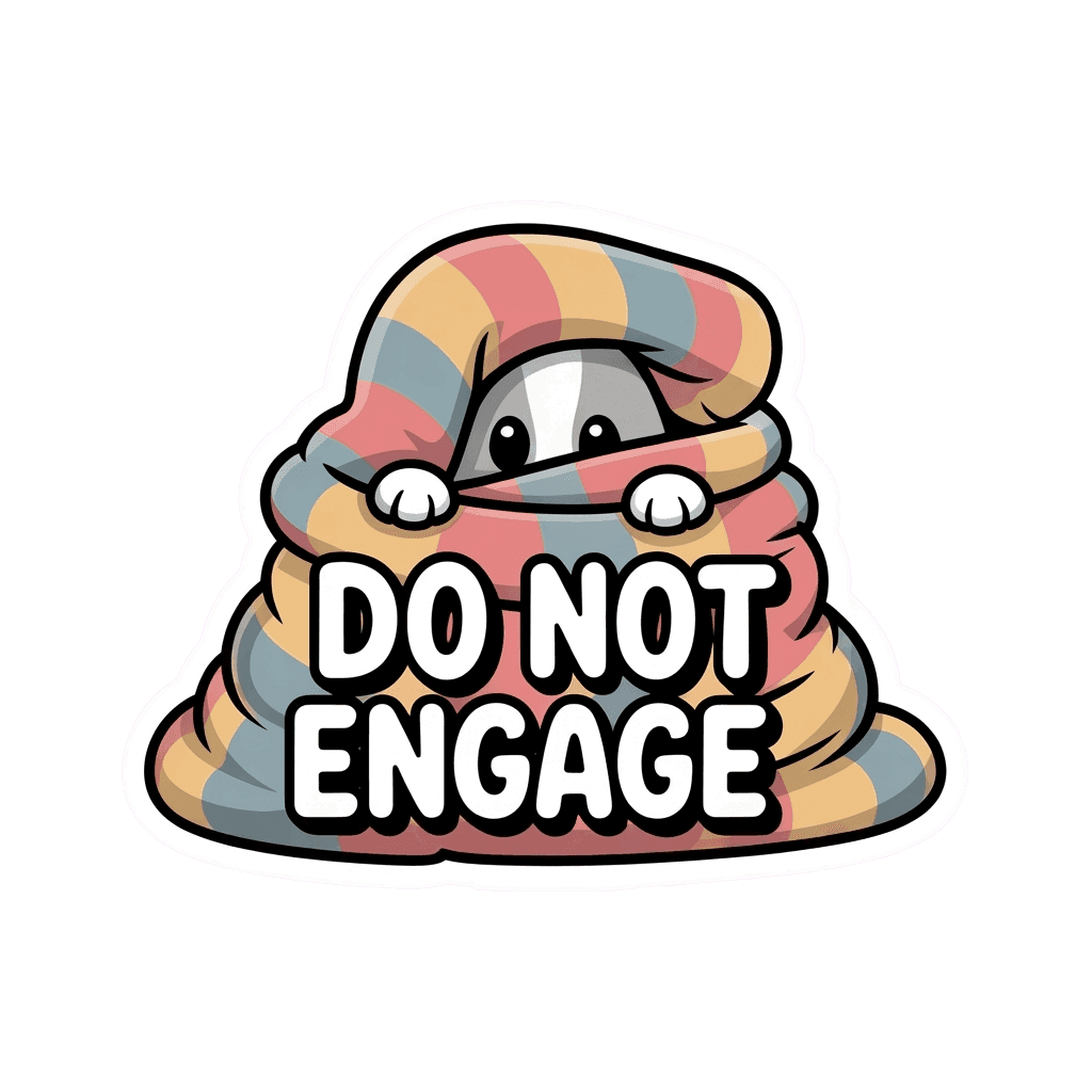 Cute Do Not Engage Cozy Blanket Sticker