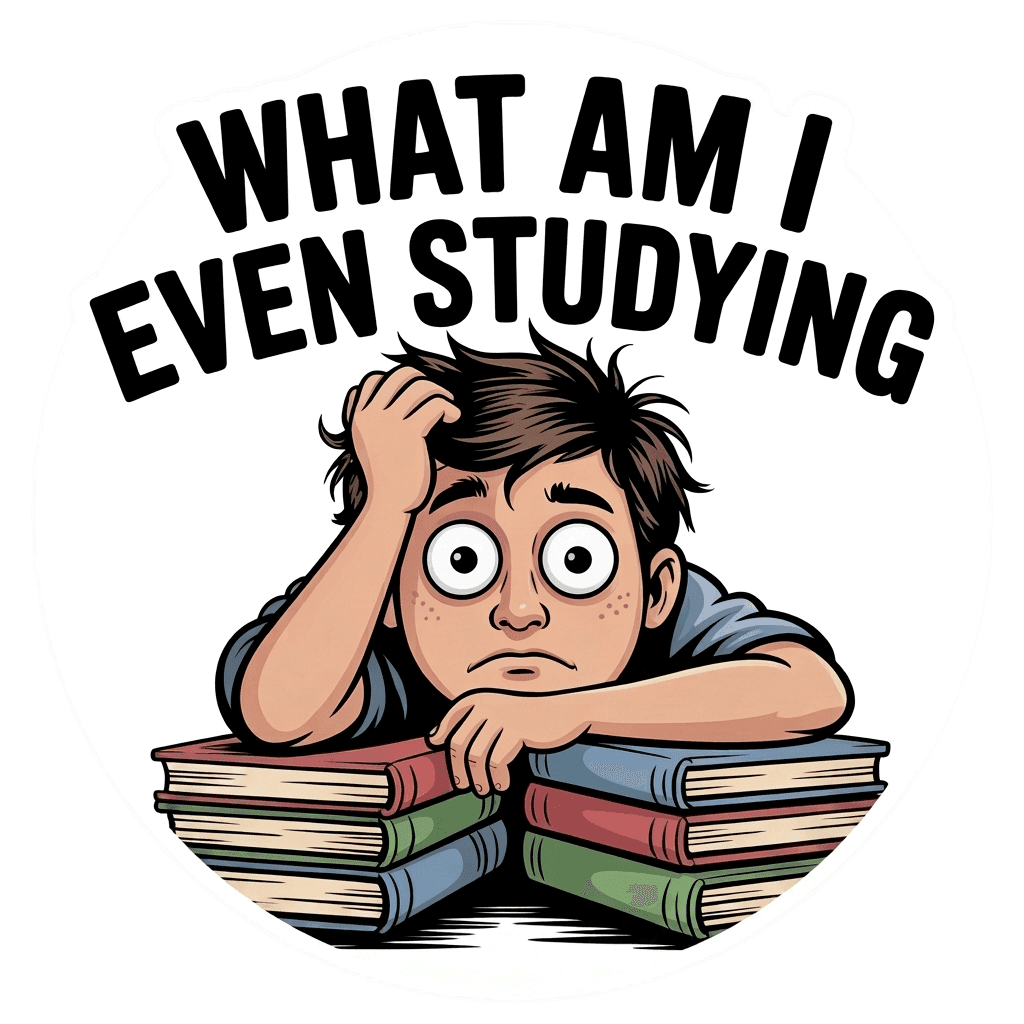 Funny Studying Student with Books Sticker