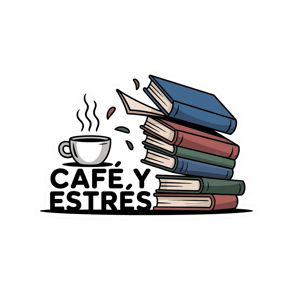 Café y Estrés Coffee and Books Vinyl Sticker