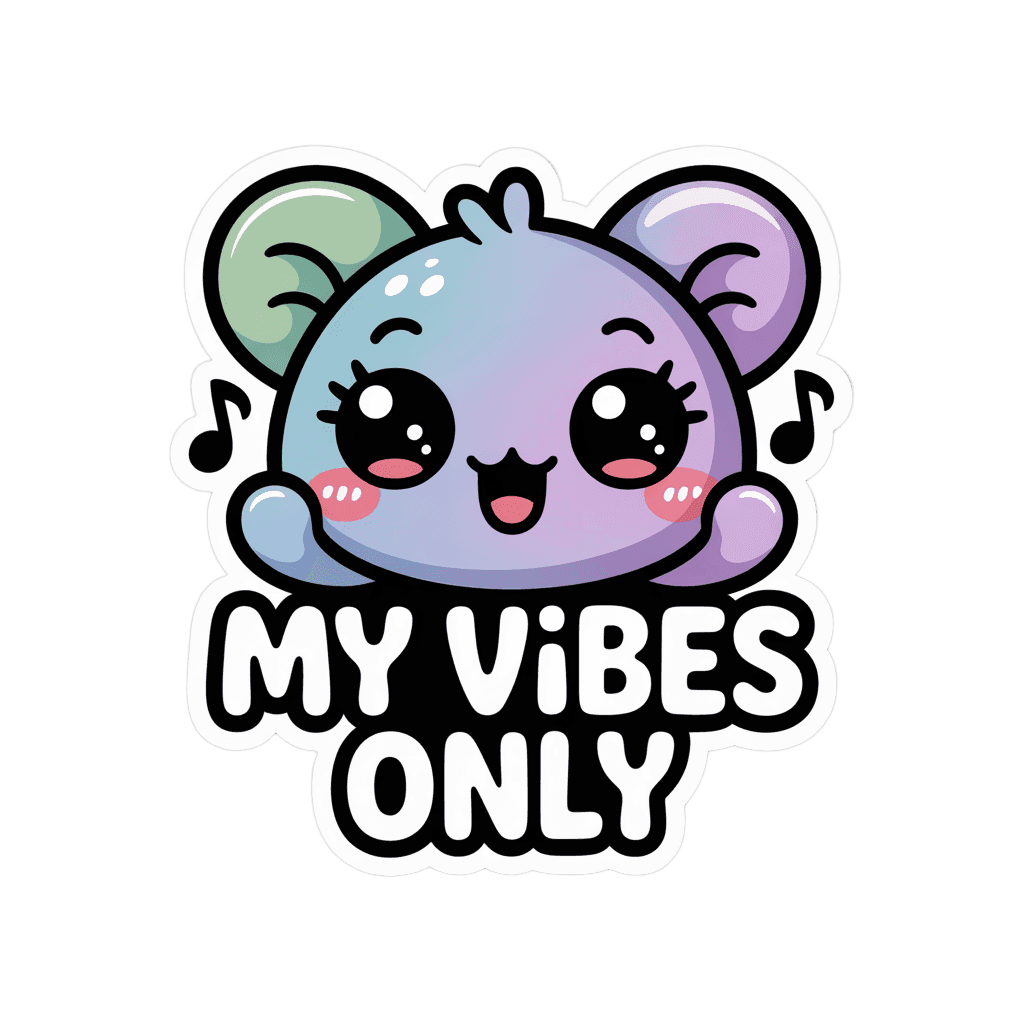 Cute Kawaii Bear My Vibes Only Sticker