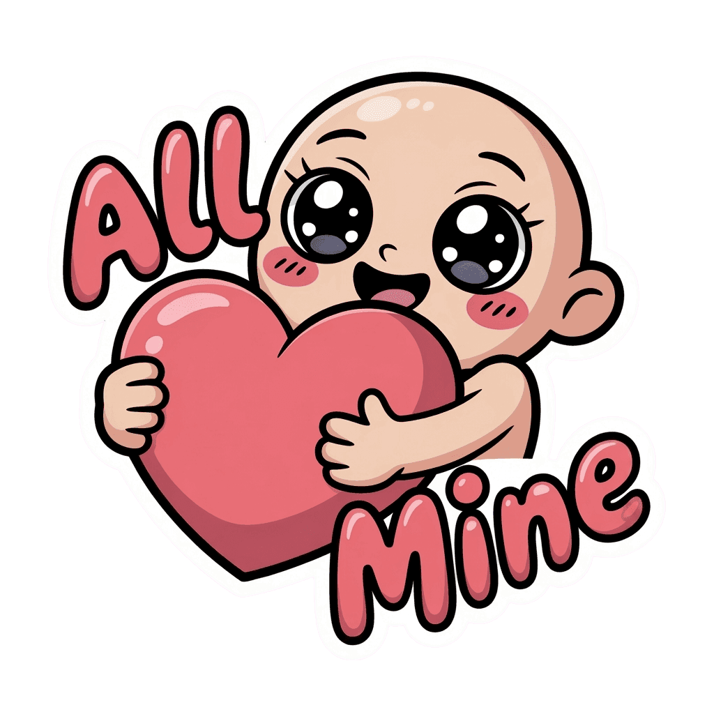 Adorable Baby Holding Heart Kawaii Sticker