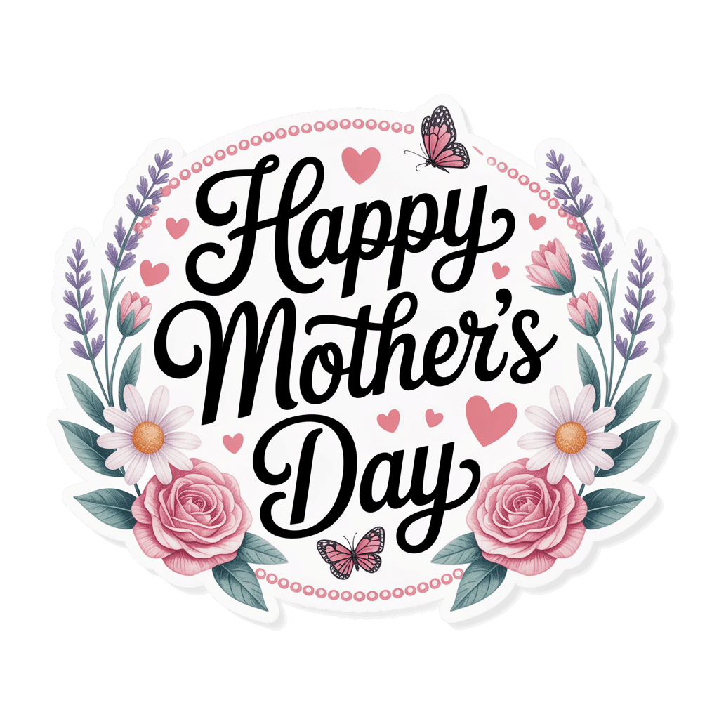 Happy Mother's Day Floral Vinyl Sticker