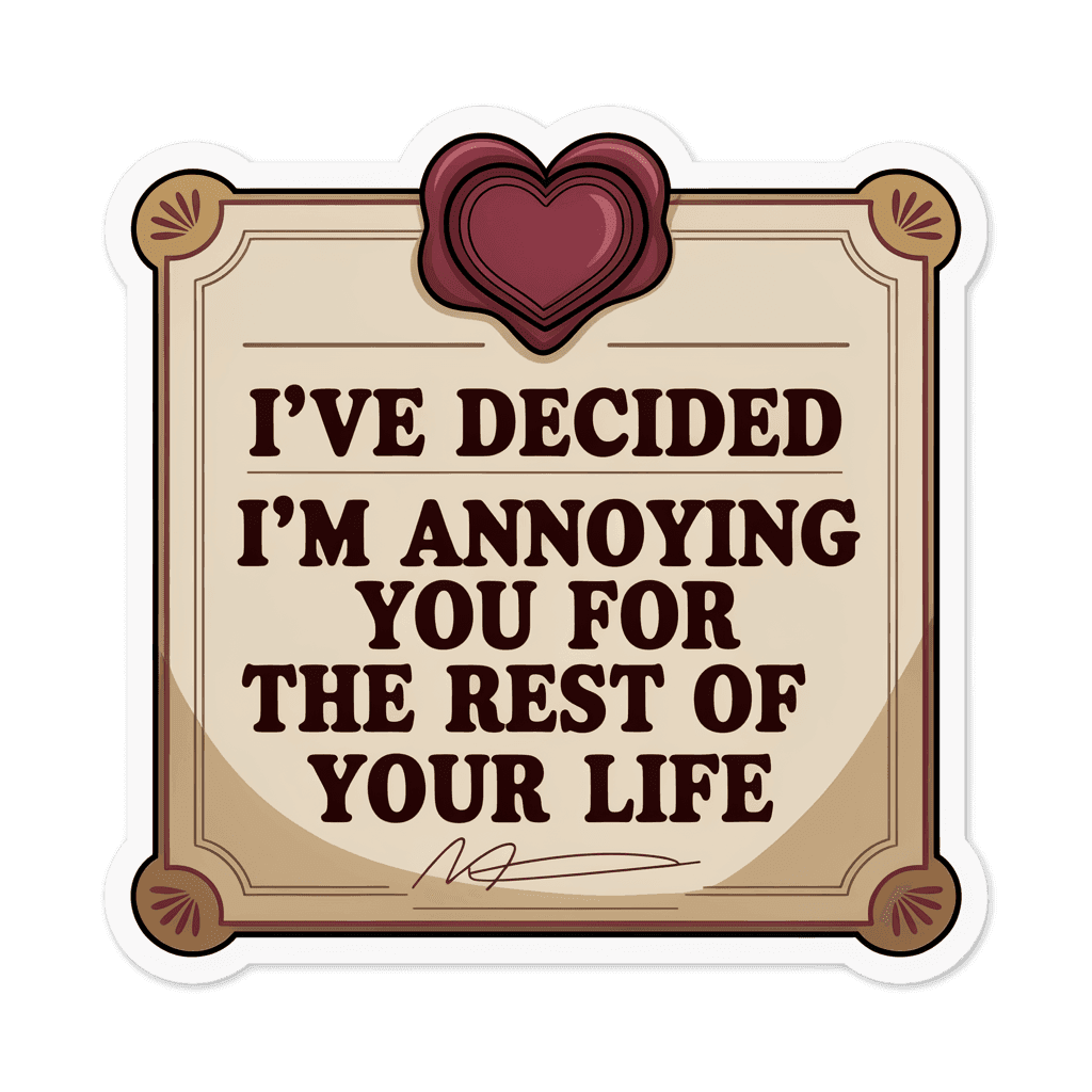Funny Marriage Quote Heart Scroll Sticker