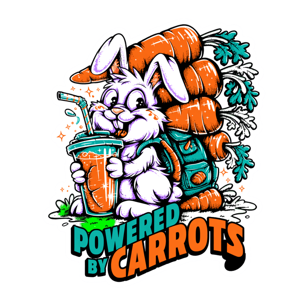 Cute Bunny Powered By Carrots Vinyl Sticker