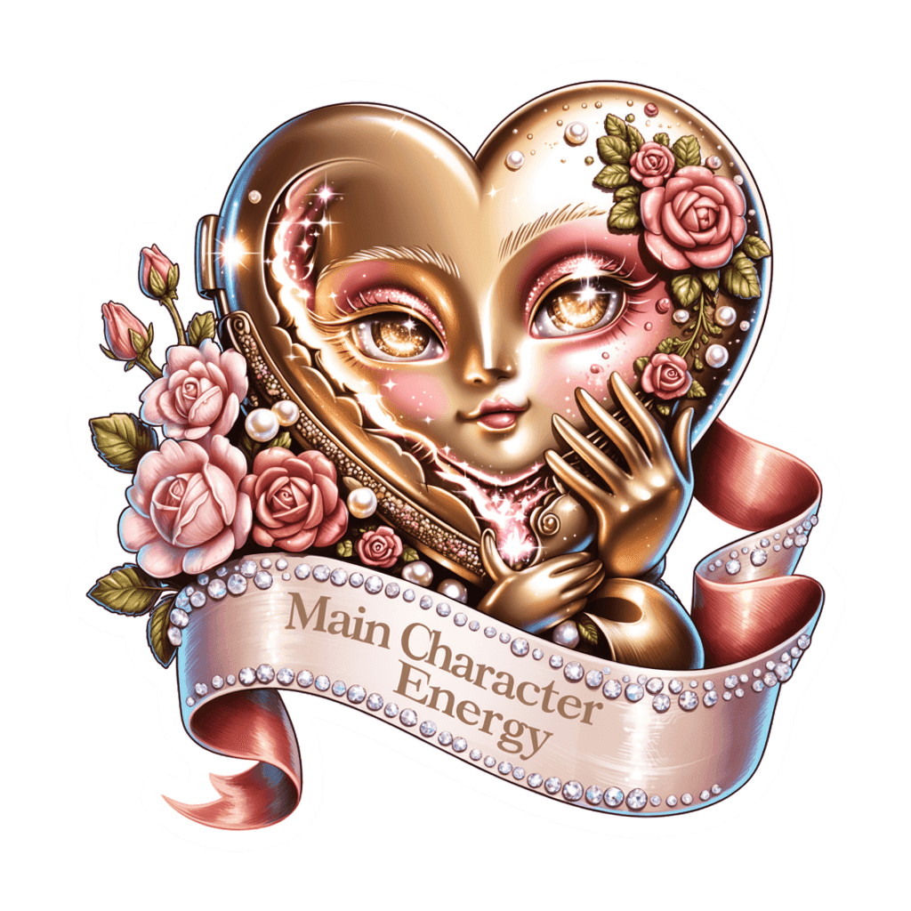 Main Character Energy Heart Locket Doll Sticker