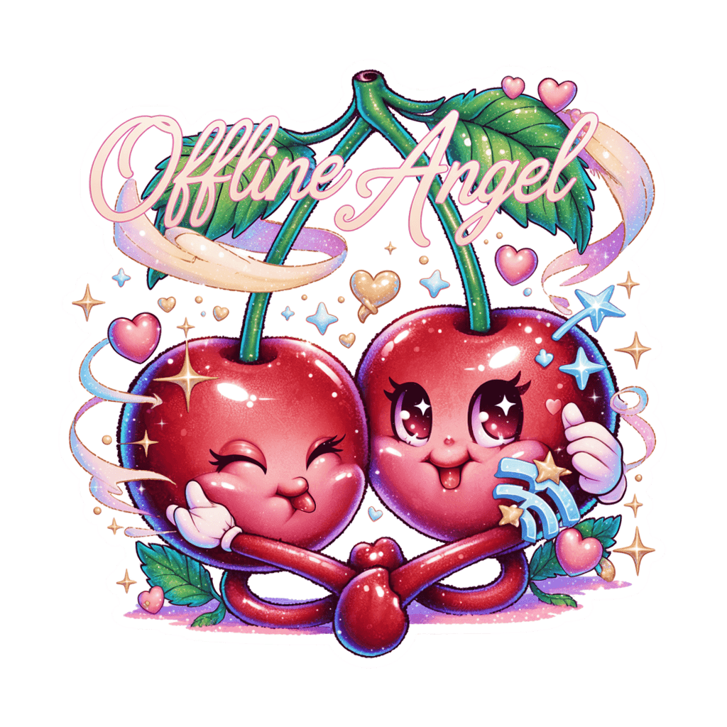 Cute Offline Angel Cherries Kawaii Vinyl Sticker