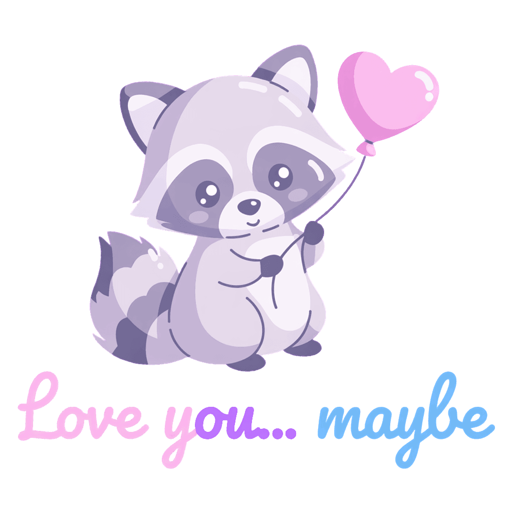 Cute Raccoon Love You Maybe Vinyl Sticker