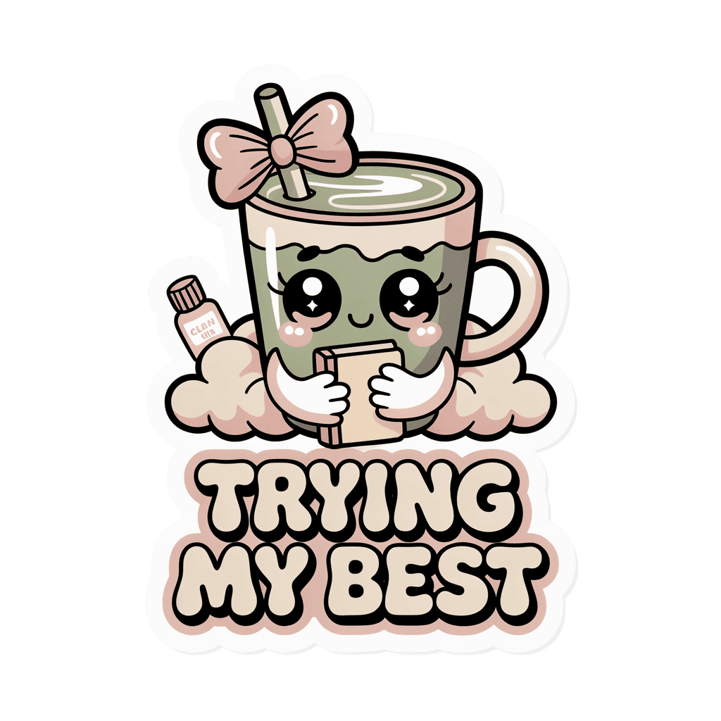 Kawaii Matcha Trying My Best Vinyl Sticker