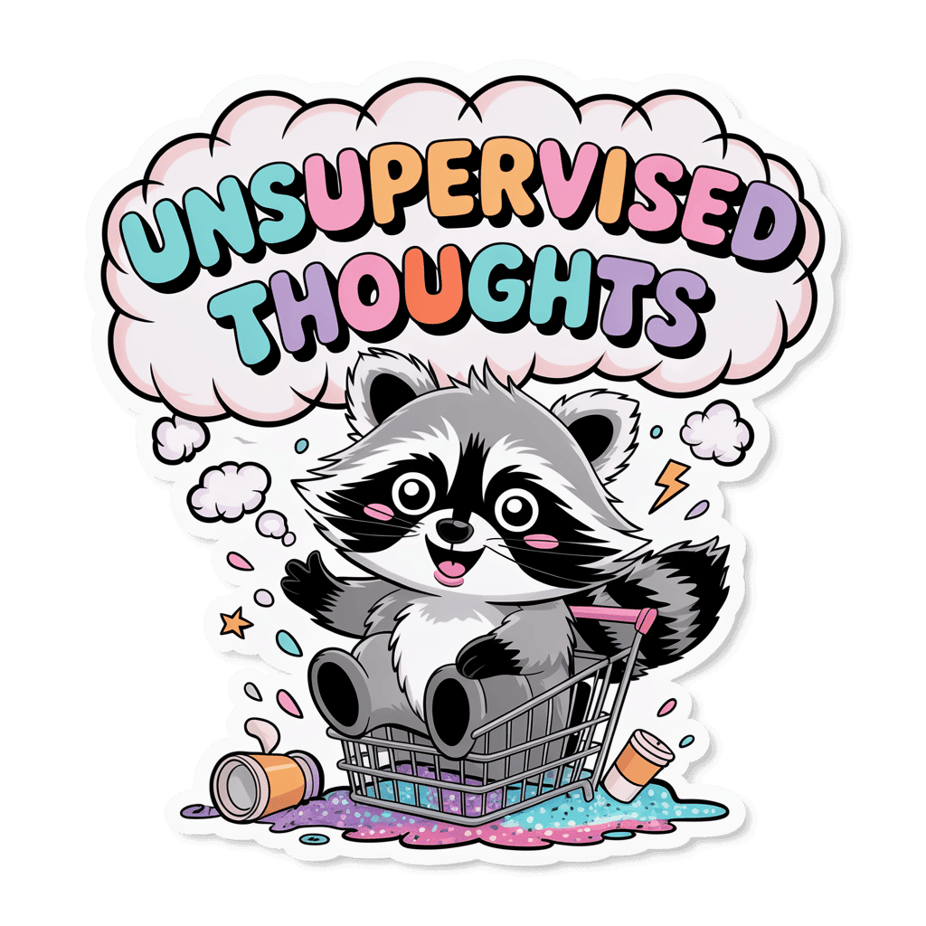 Unsupervised Thoughts Raccoon Meme Vinyl Sticker