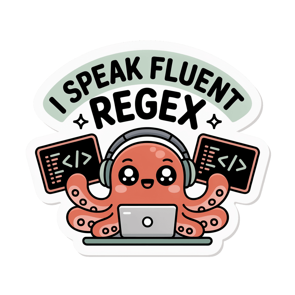 Cute Fluent Regex Octopus Coding Vinyl Sticker