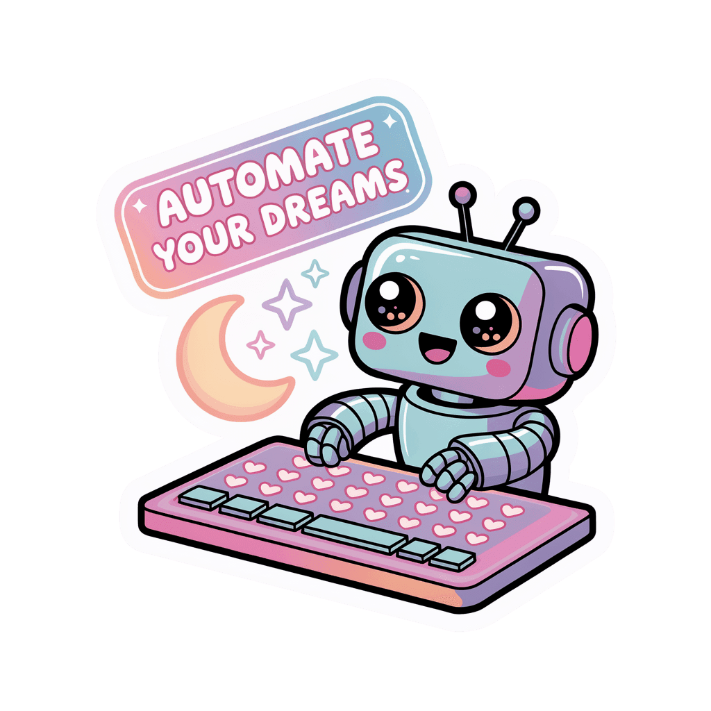 Cute Robot Automate Your Dreams Pastel Keyboard Sticker