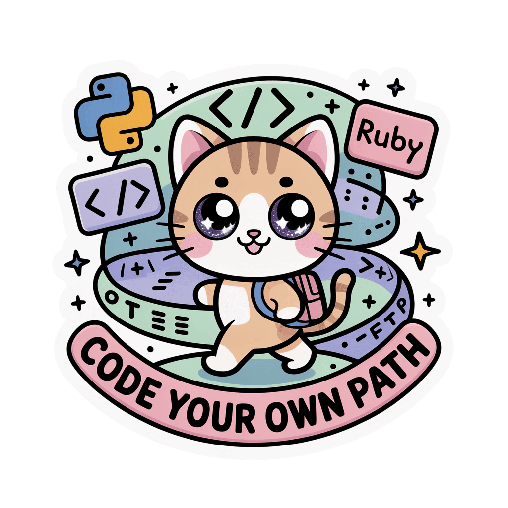 Cute Coding Cat Code Your Own Path Vinyl Sticker | Kawaii Programmer Laptop Decal