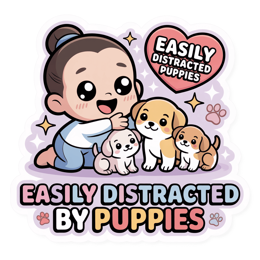 Easily Distracted by Puppies Cute Kawaii Sticker