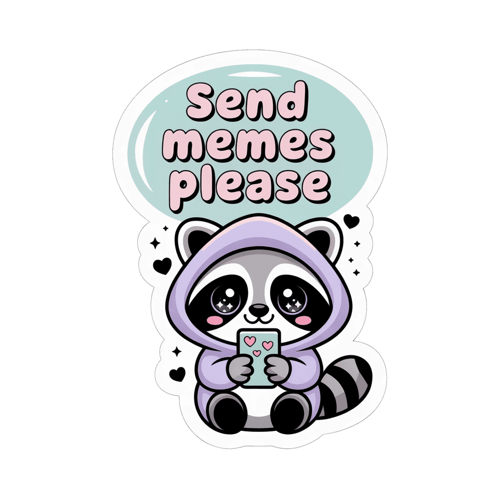 Cute Send Memes Please Raccoon Vinyl Sticker