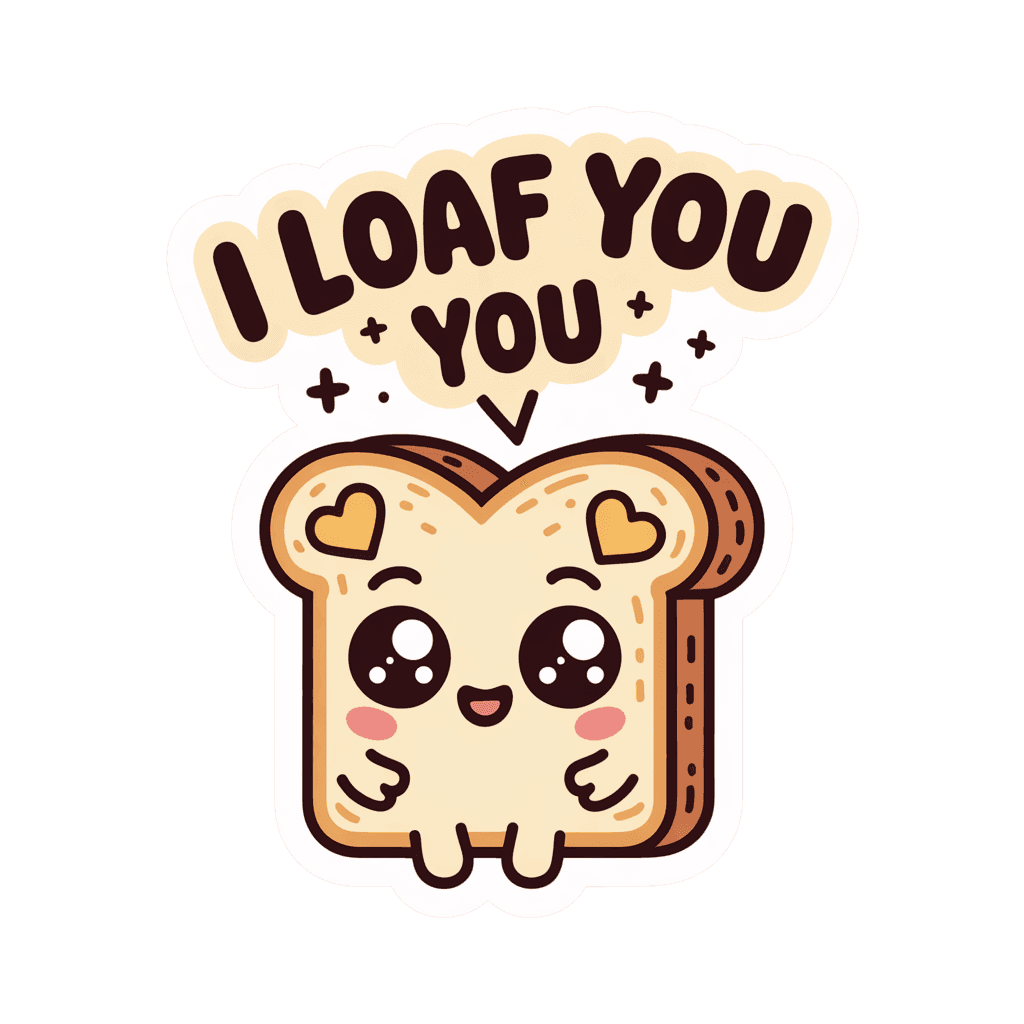 Cute Kawaii Toast I Loaf You Vinyl Sticker