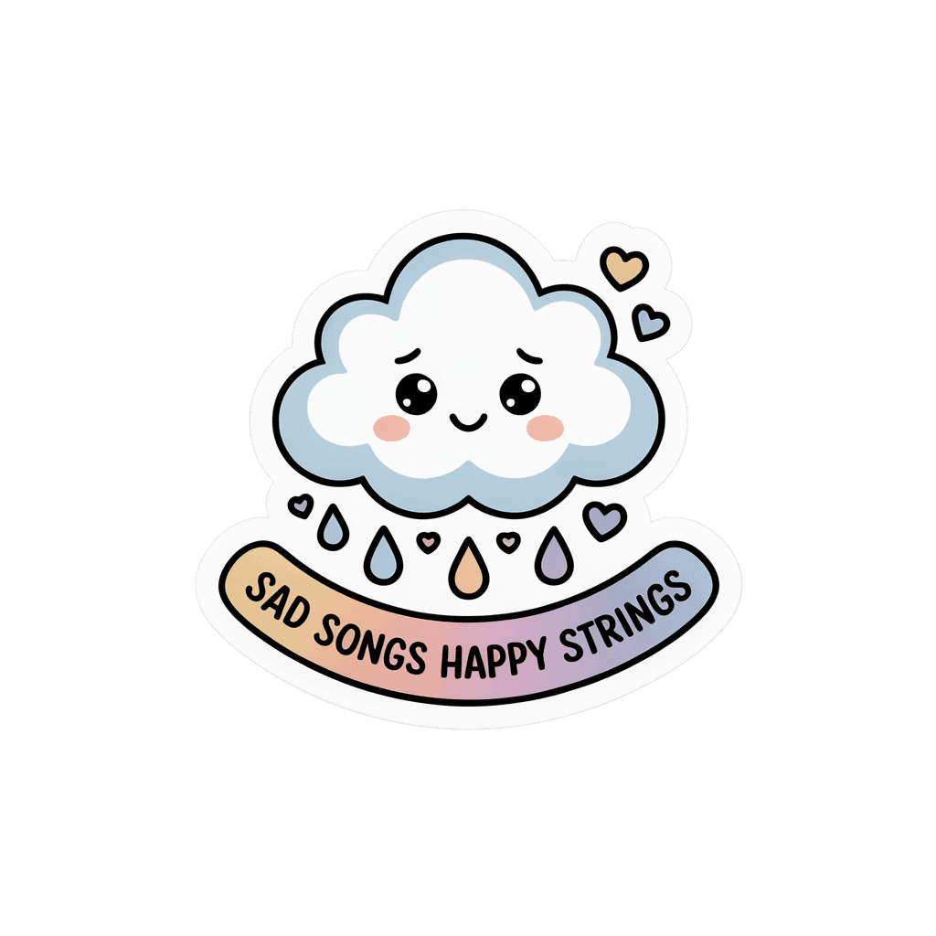 Cute Sad Songs Happy Strings Cloud Vinyl Sticker