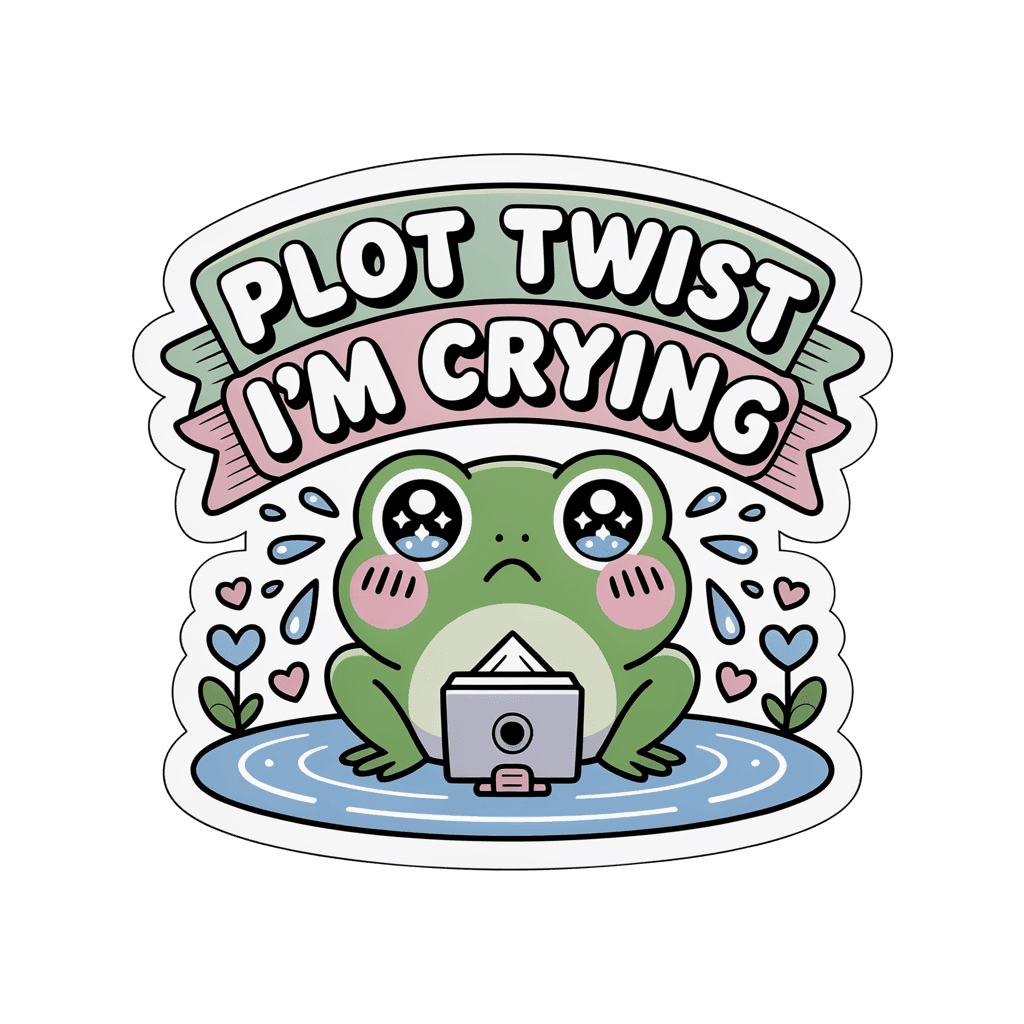 Cute Crying Frog Plot Twist Vinyl Sticker