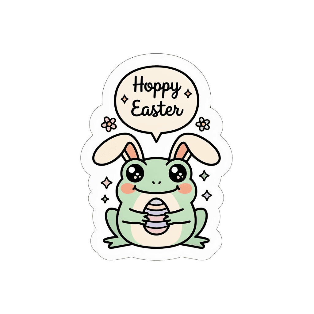 Cute Hoppy Easter Frog Bunny Vinyl Sticker