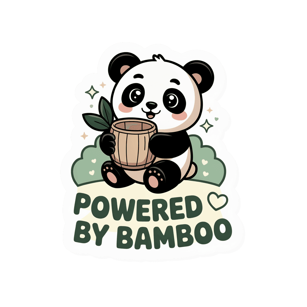 Kawaii Panda Powered By Bamboo Vinyl Sticker