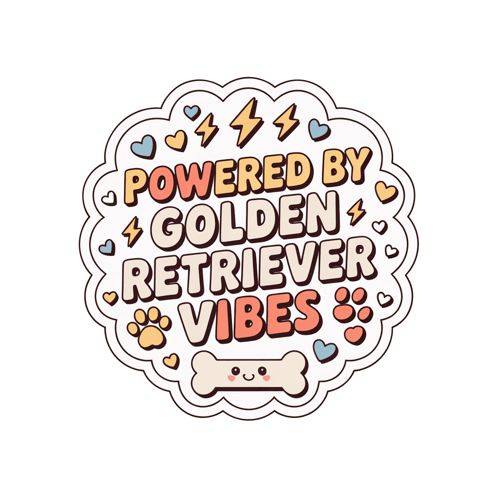 Powered By Golden Retriever Vibes Cute Dog Sticker