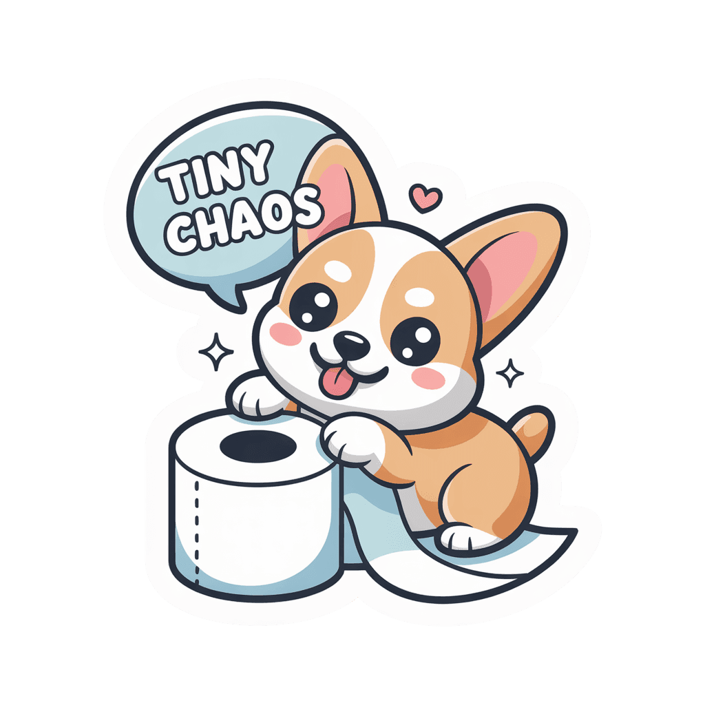 Cute Tiny Chaos Corgi Toilet Paper Vinyl Sticker