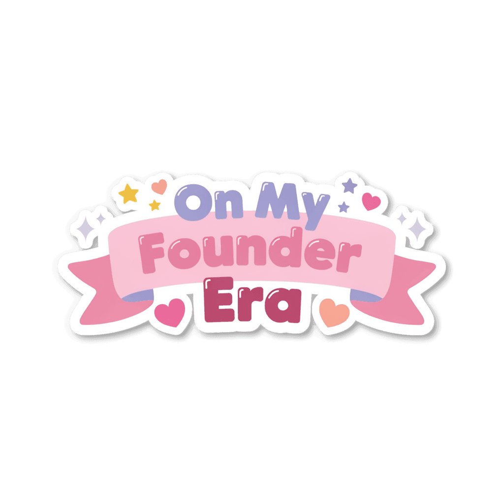 On My Founder Era Cute Pink Banner Sticker