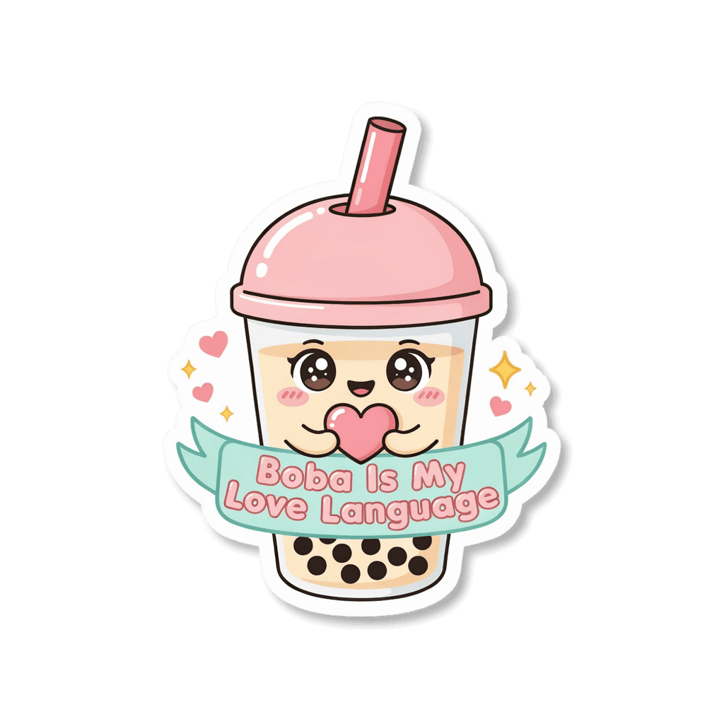 Cute Boba Is My Love Language Vinyl Sticker