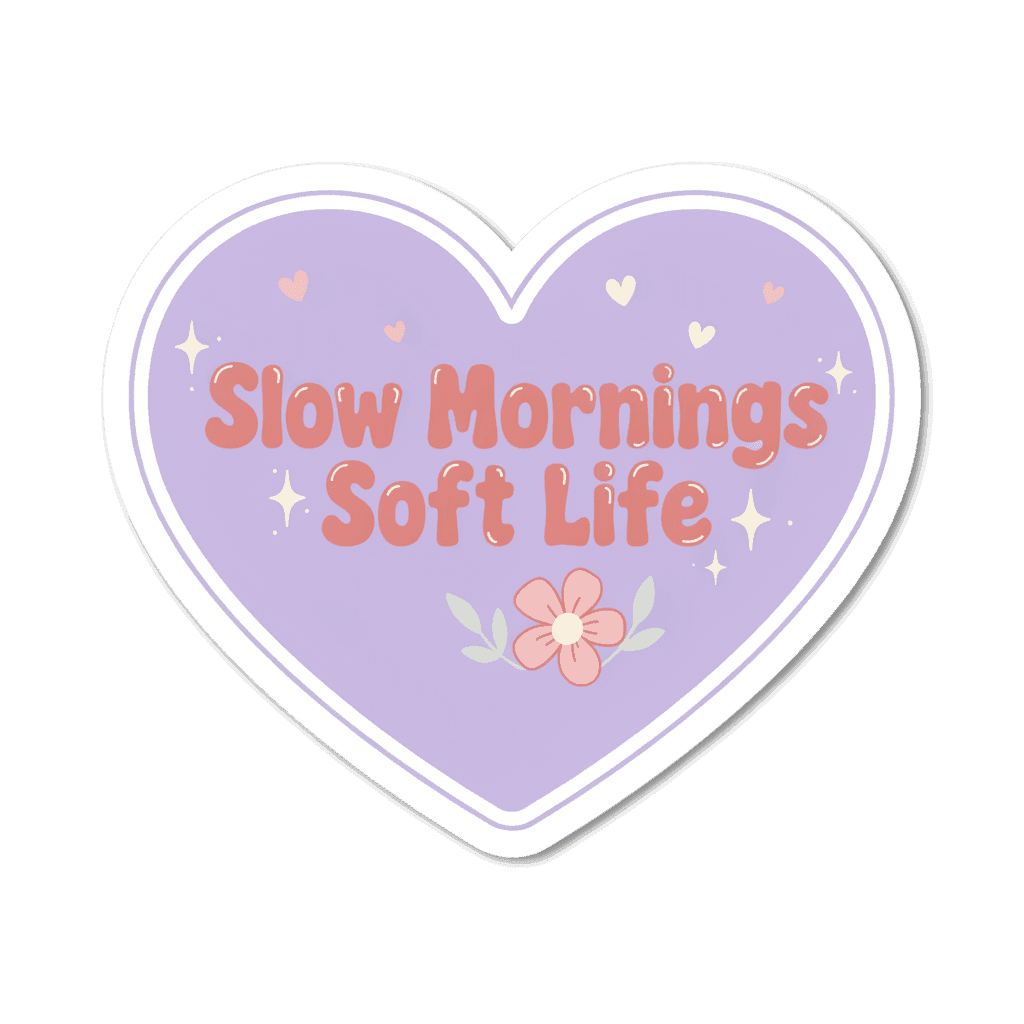 Slow Mornings Soft Life Heart Sticker