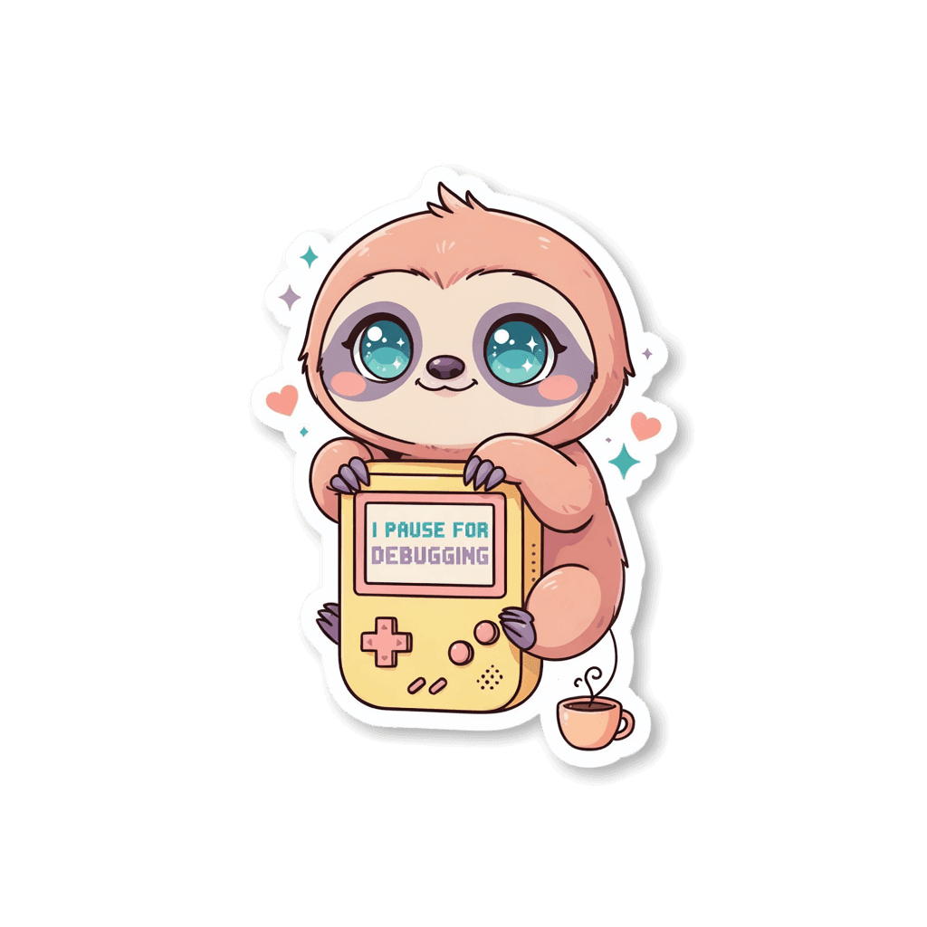 Cute Sloth Debugging Gamer Vinyl Sticker