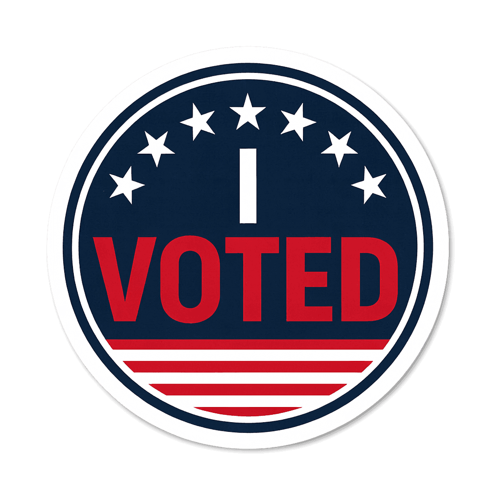 I Voted Patriotic Circle Election Sticker