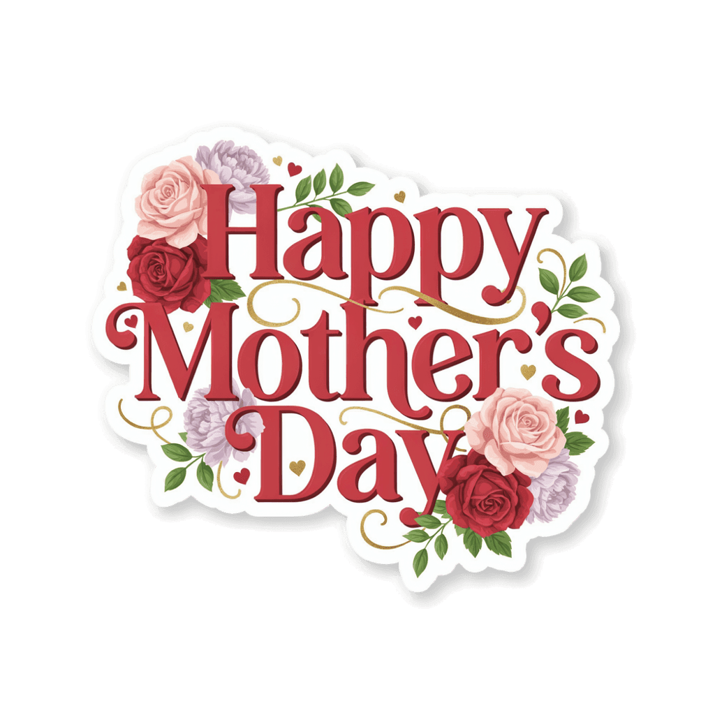 Happy Mother's Day Floral Roses Vinyl Sticker