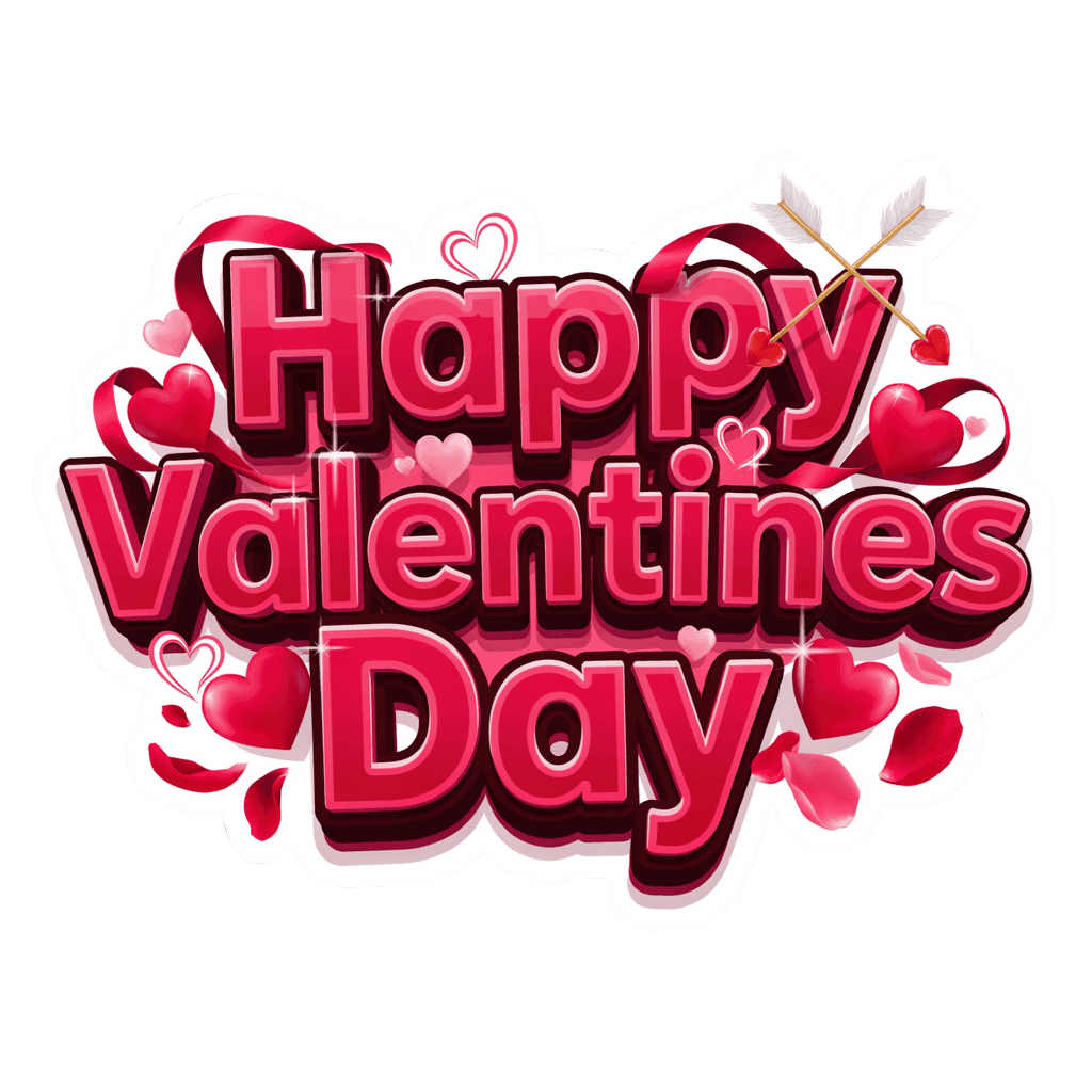 Happy Valentines Day 3D Hearts Vinyl Sticker