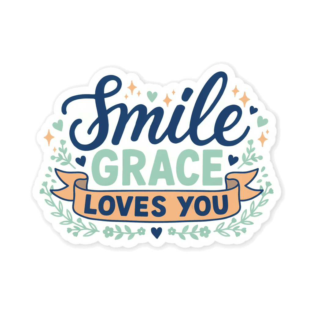 Smile Grace Loves You Sticker - Inspirational Vinyl Faith Sticker