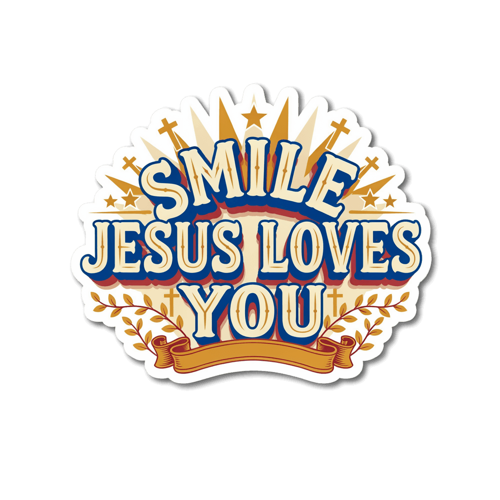 Smile Jesus Loves You Retro Christian Vinyl Sticker