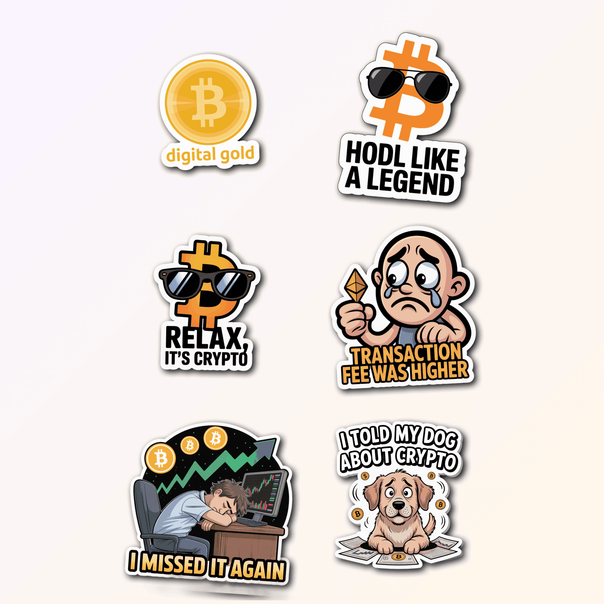 6 Funny Crypto Sticker Pack