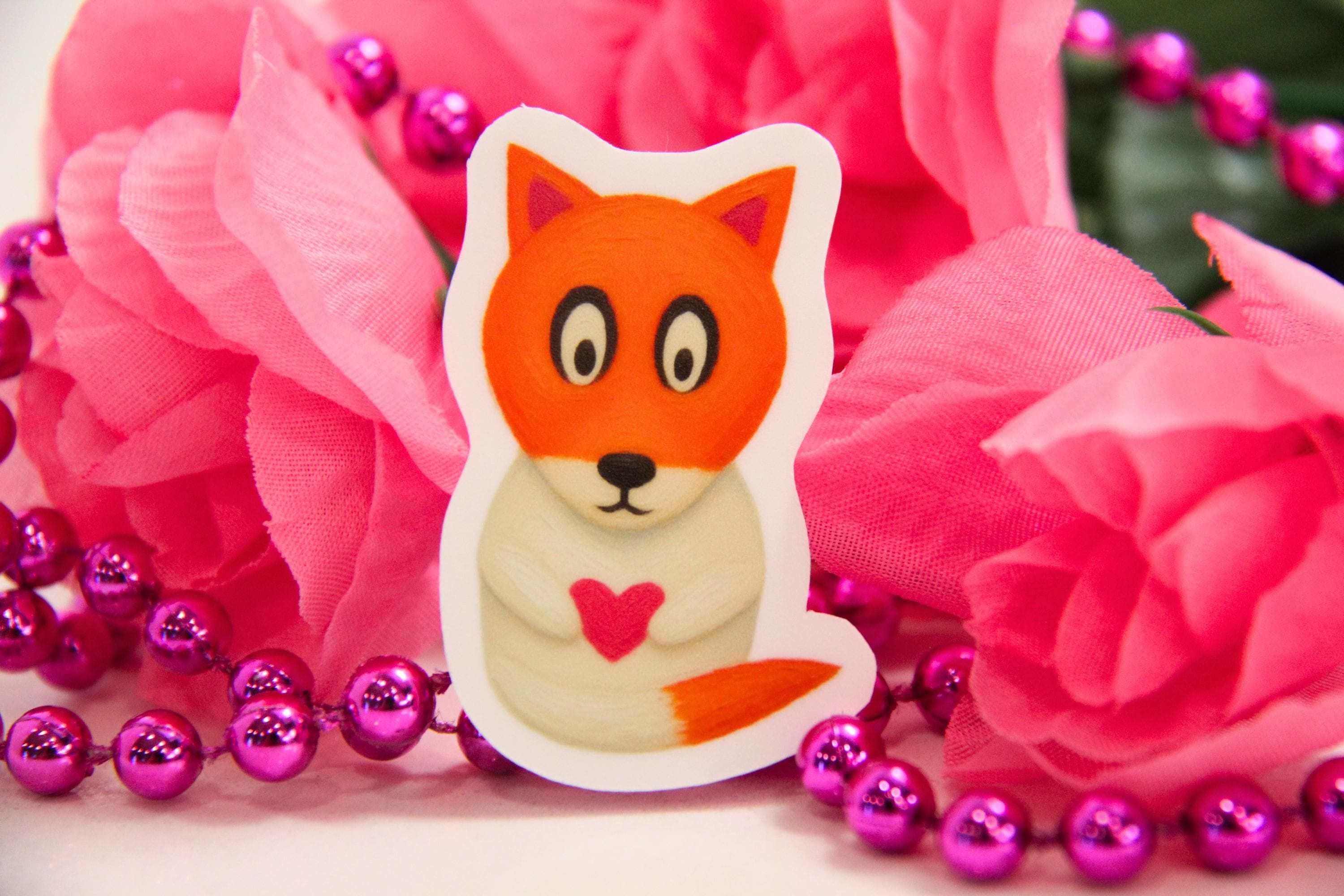 Fox Heart Vinyl Sticker for Laptop, Phone & Journal