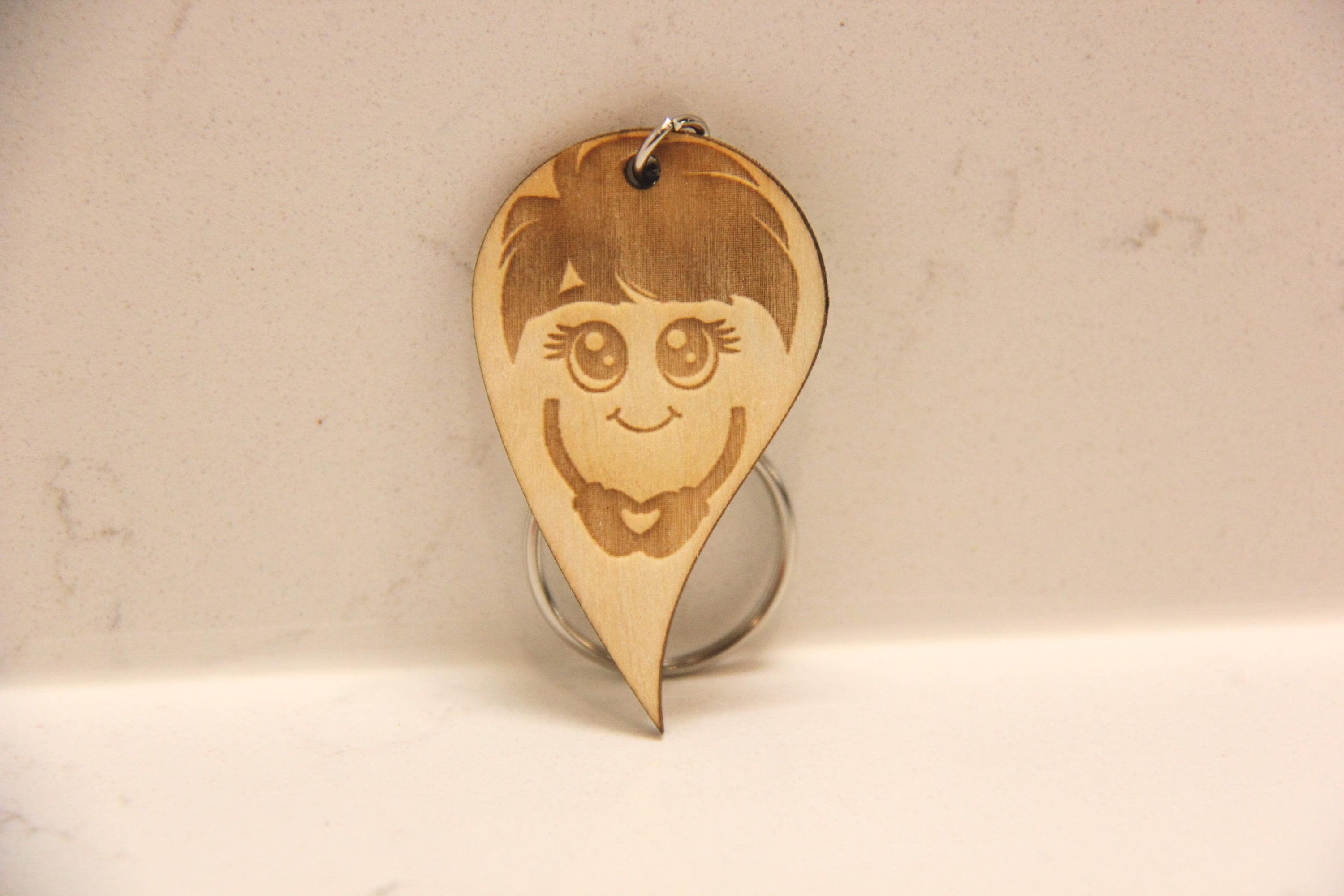 Kawaii Wooden Keychain – Cute Anime Character Charm