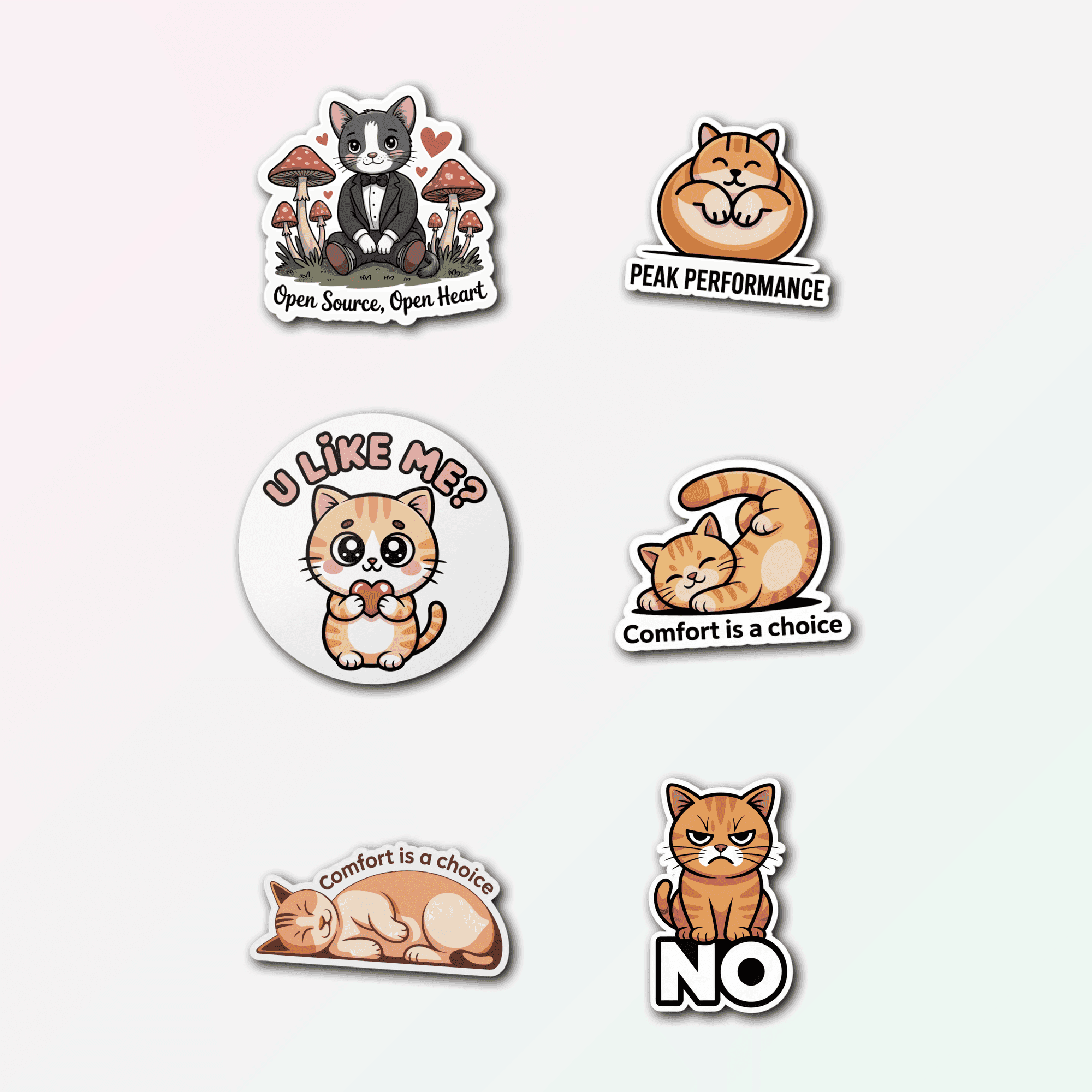 6 Cute Cat Sticker Pack
